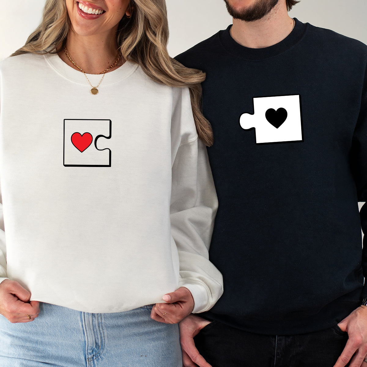 Heart Puzzle Matching Hoodies For Couples