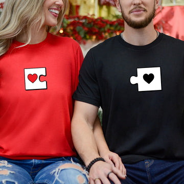 Heart Puzzle Matching T-Shirts For Couples