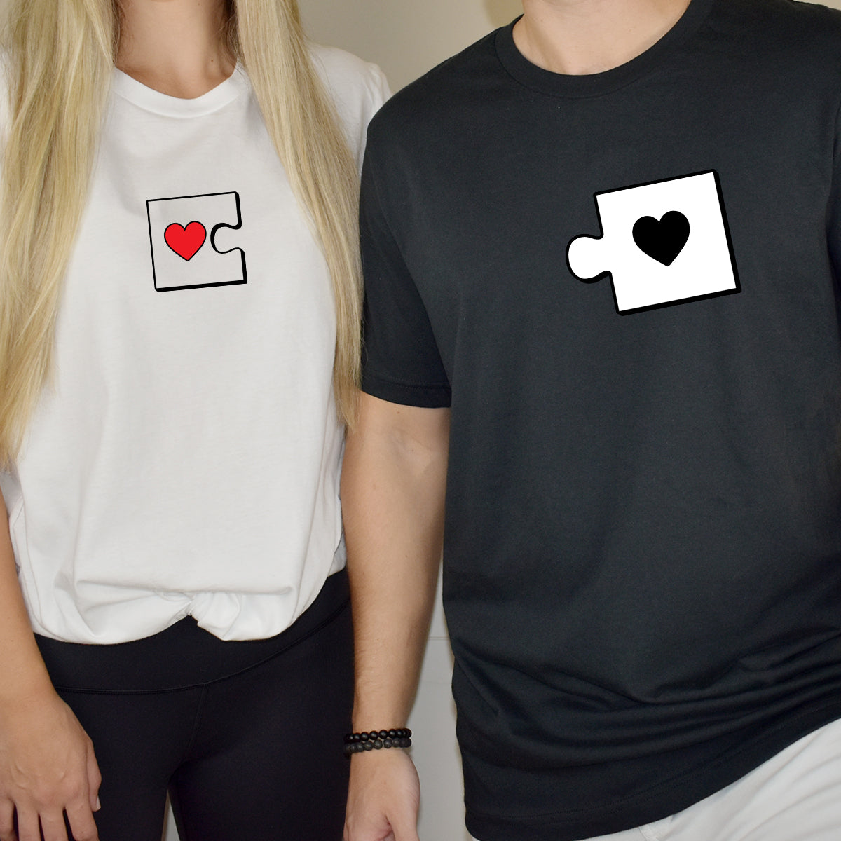 Heart Puzzle Matching T-Shirts For Couples
