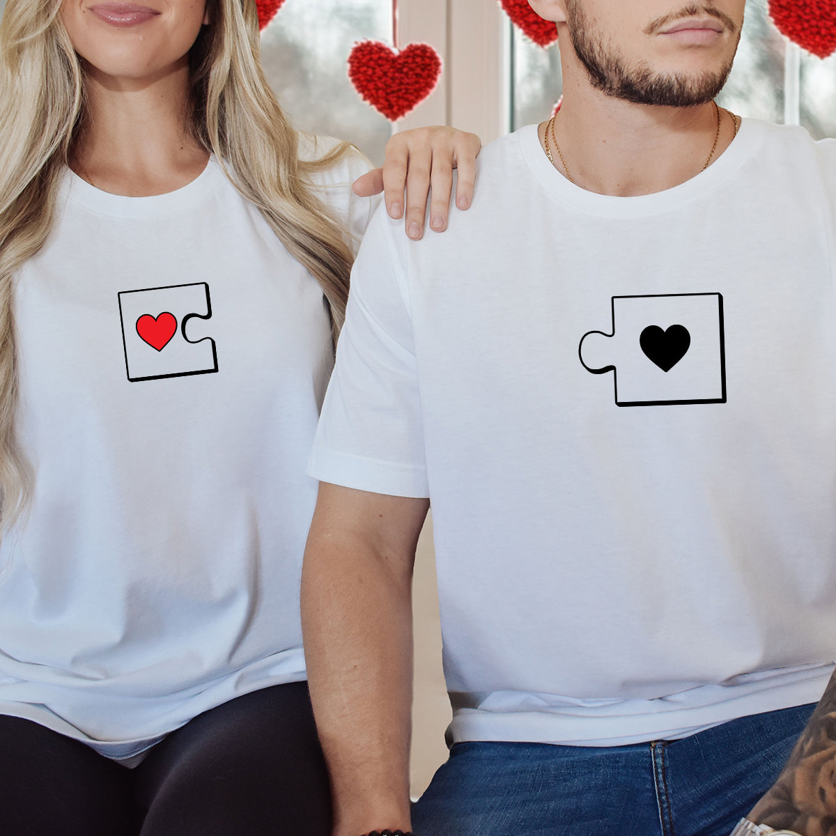 Heart Puzzle Matching T-Shirts For Couples