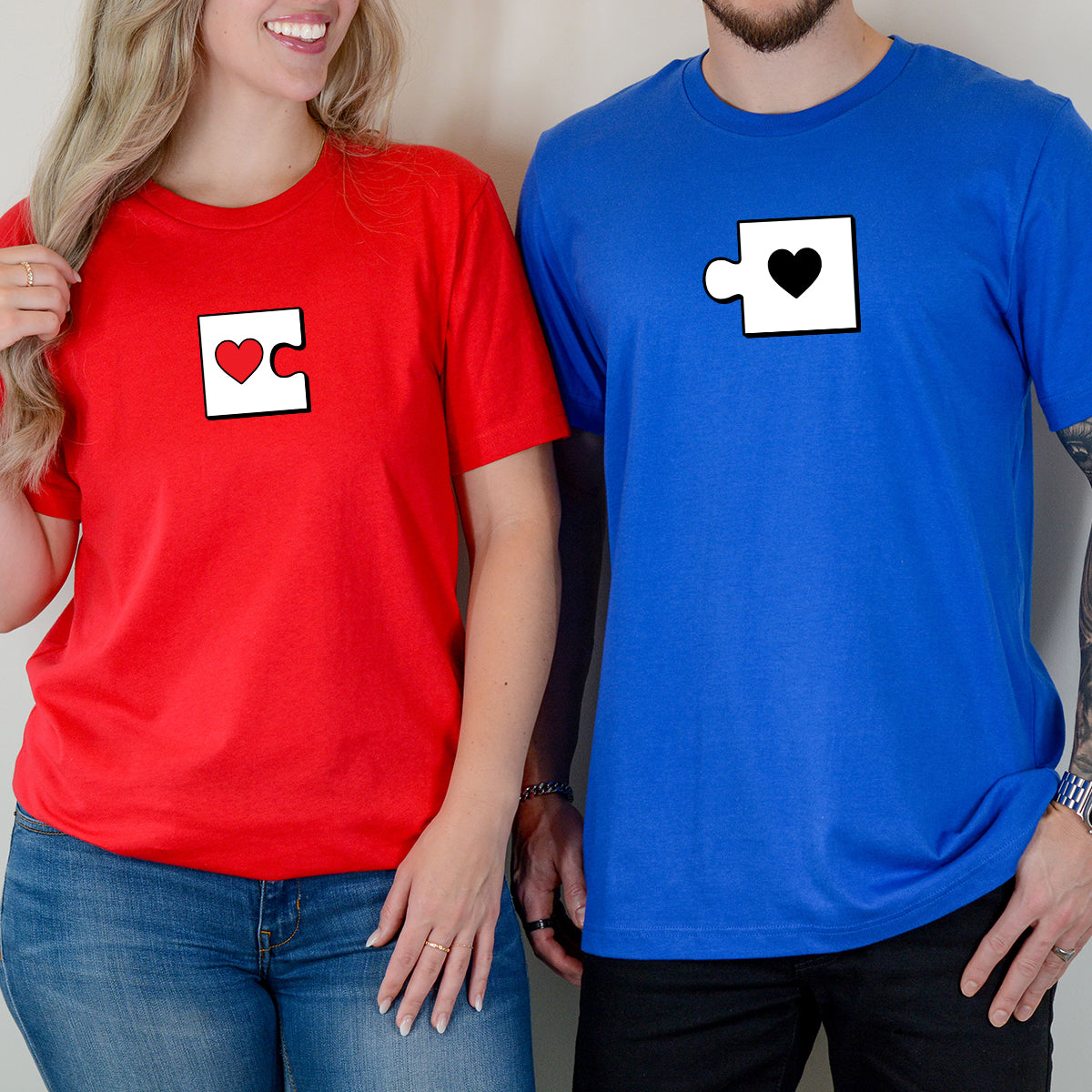 Heart Puzzle Matching T-Shirts For Couples
