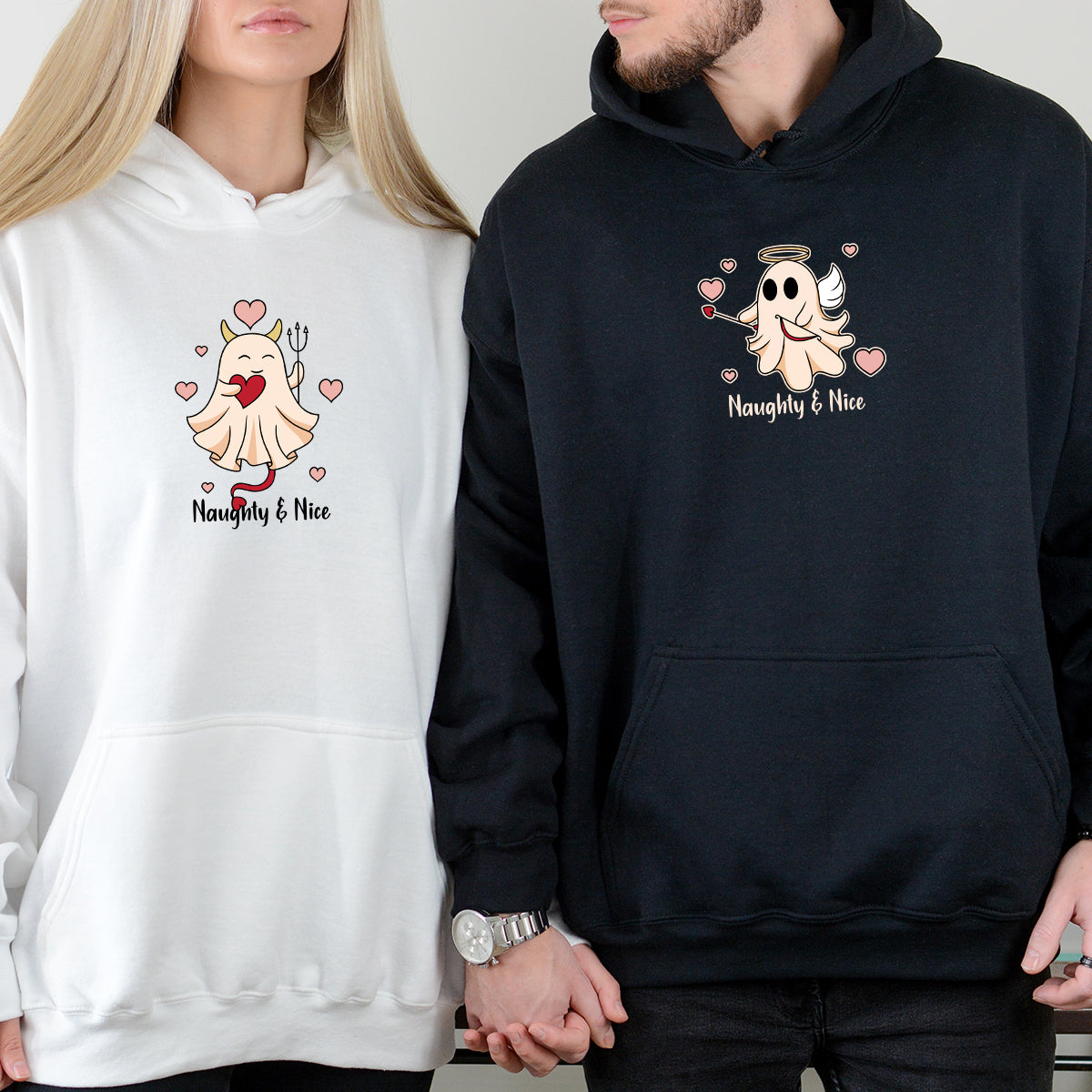 Heaven or Hell Ghost Matching Hoodies For Couples