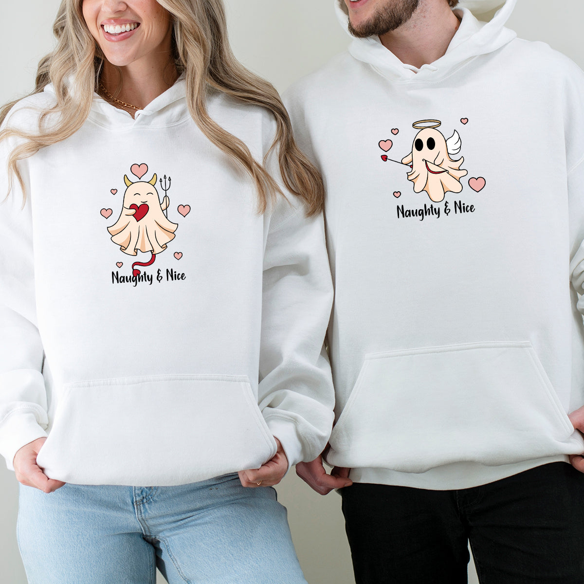 Heaven or Hell Ghost Matching Hoodies For Couples