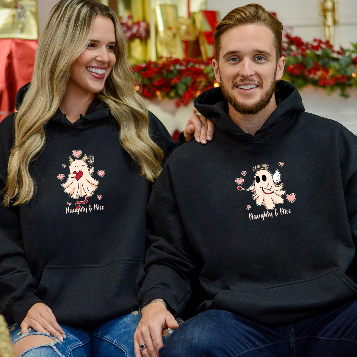 Heaven or Hell Ghost Matching Hoodies For Couples