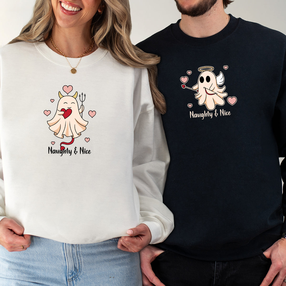 Heaven or Hell Ghost Matching Hoodies For Couples