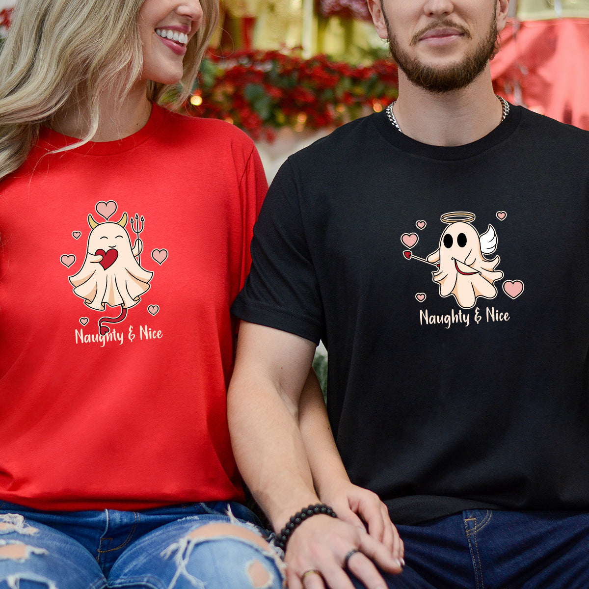 Heaven or Hell Ghost Matching T-Shirts For Couples