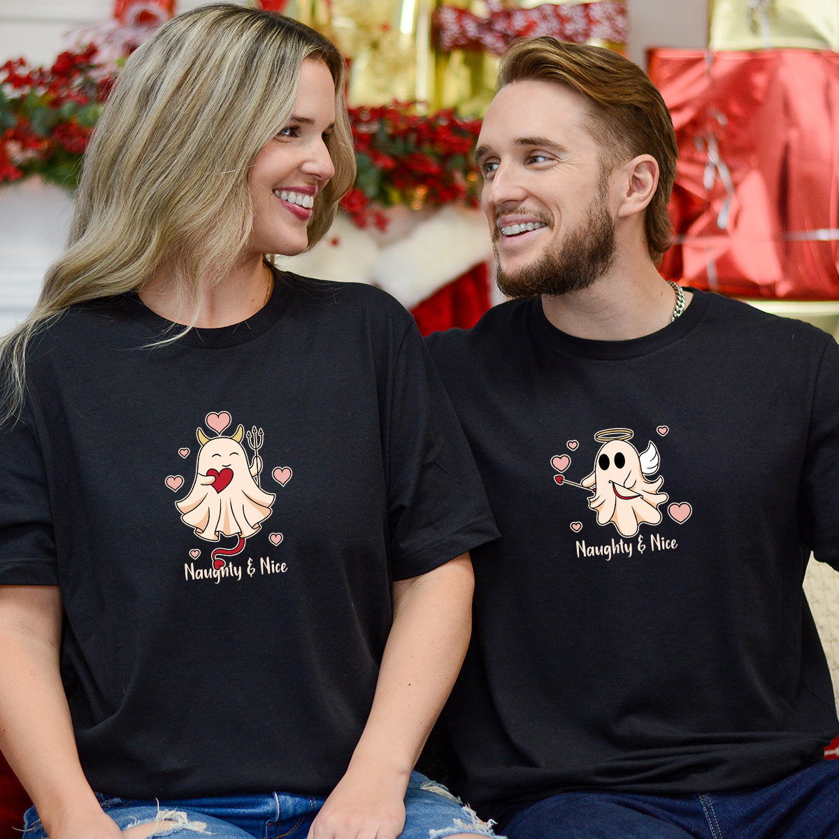 Heaven or Hell Ghost Matching T-Shirts For Couples