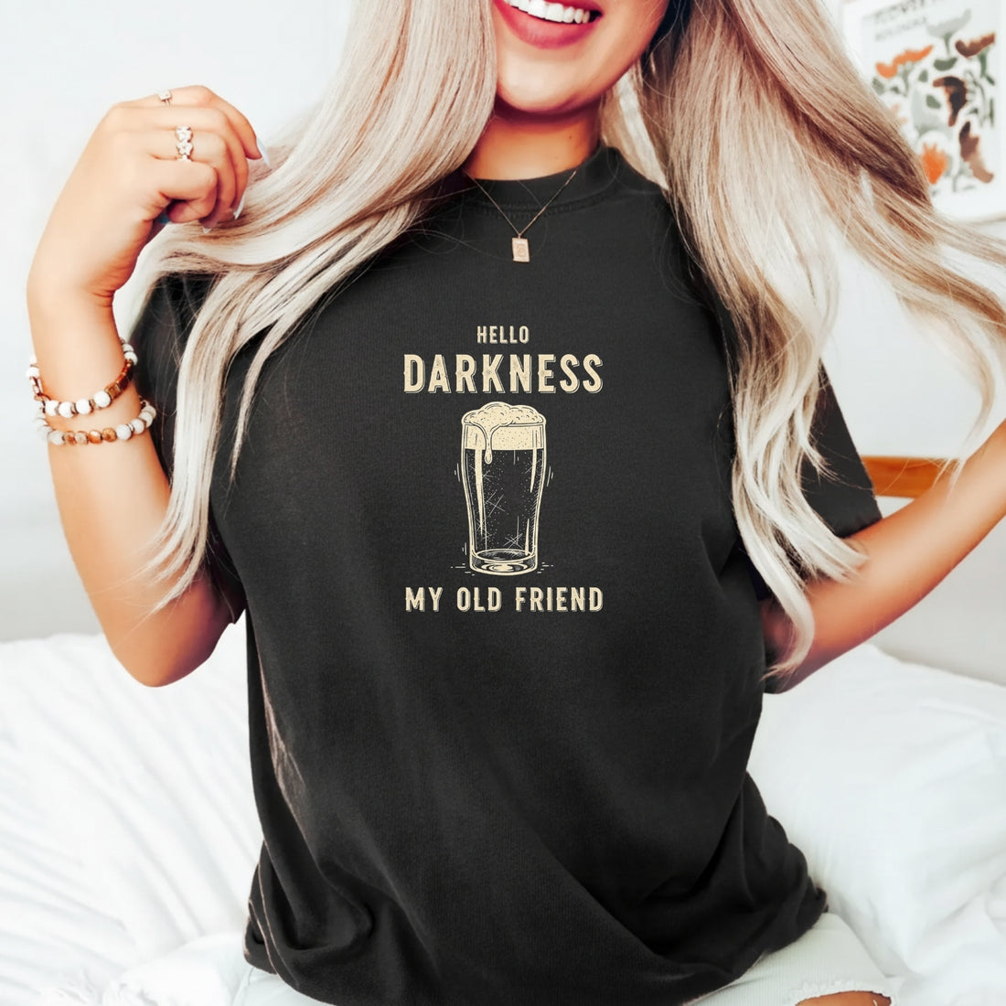 Hello Darkness My Old Friend Shirt – Funny Dark Beer Lover Tee