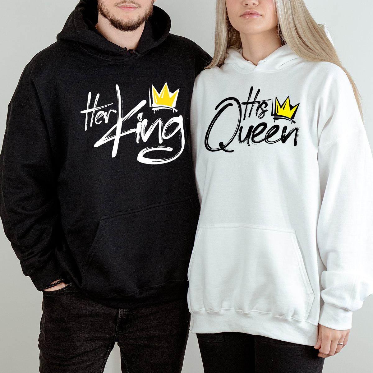 Her King and His Queen Matching Hoodies For Couples