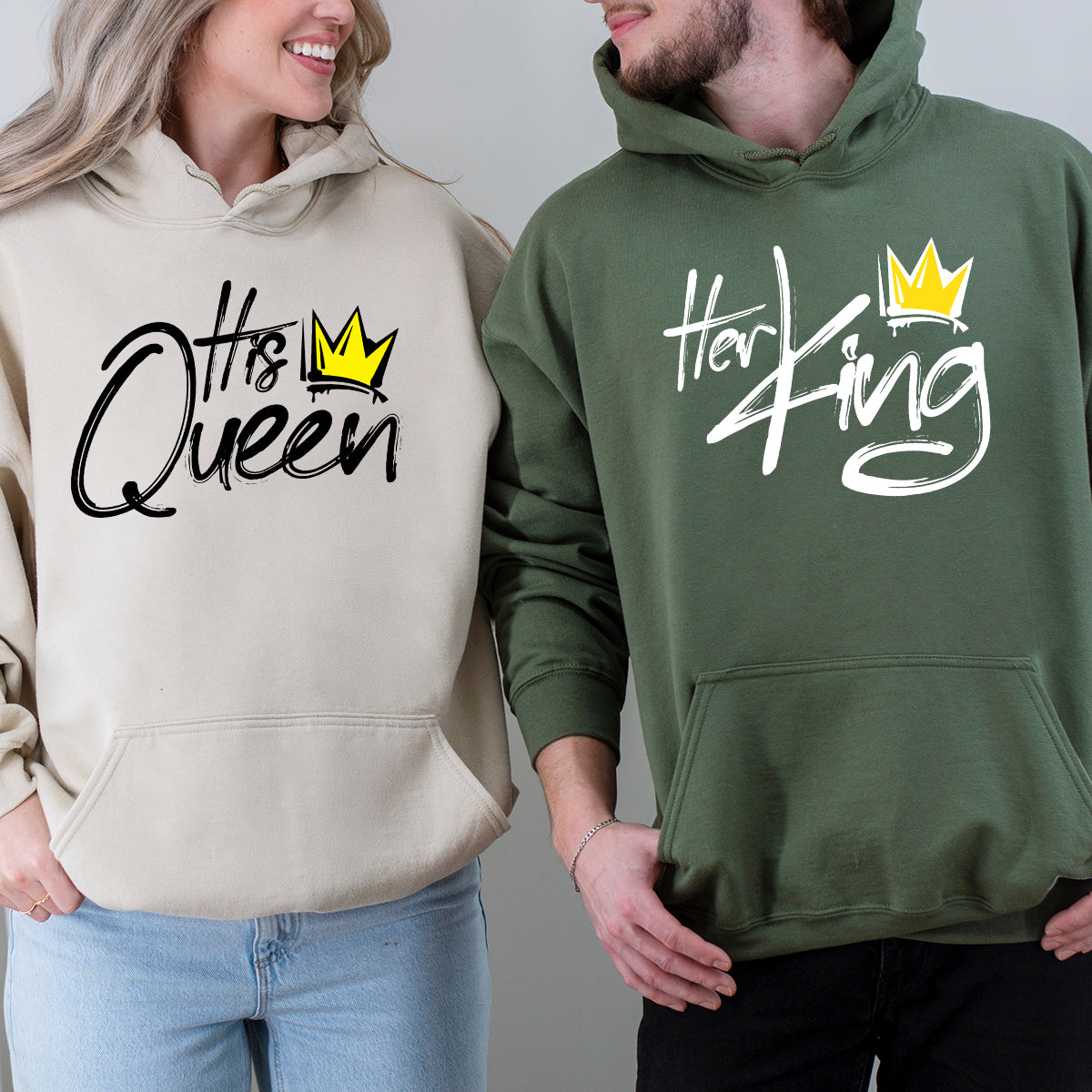 Her King and His Queen Matching Hoodies For Couples