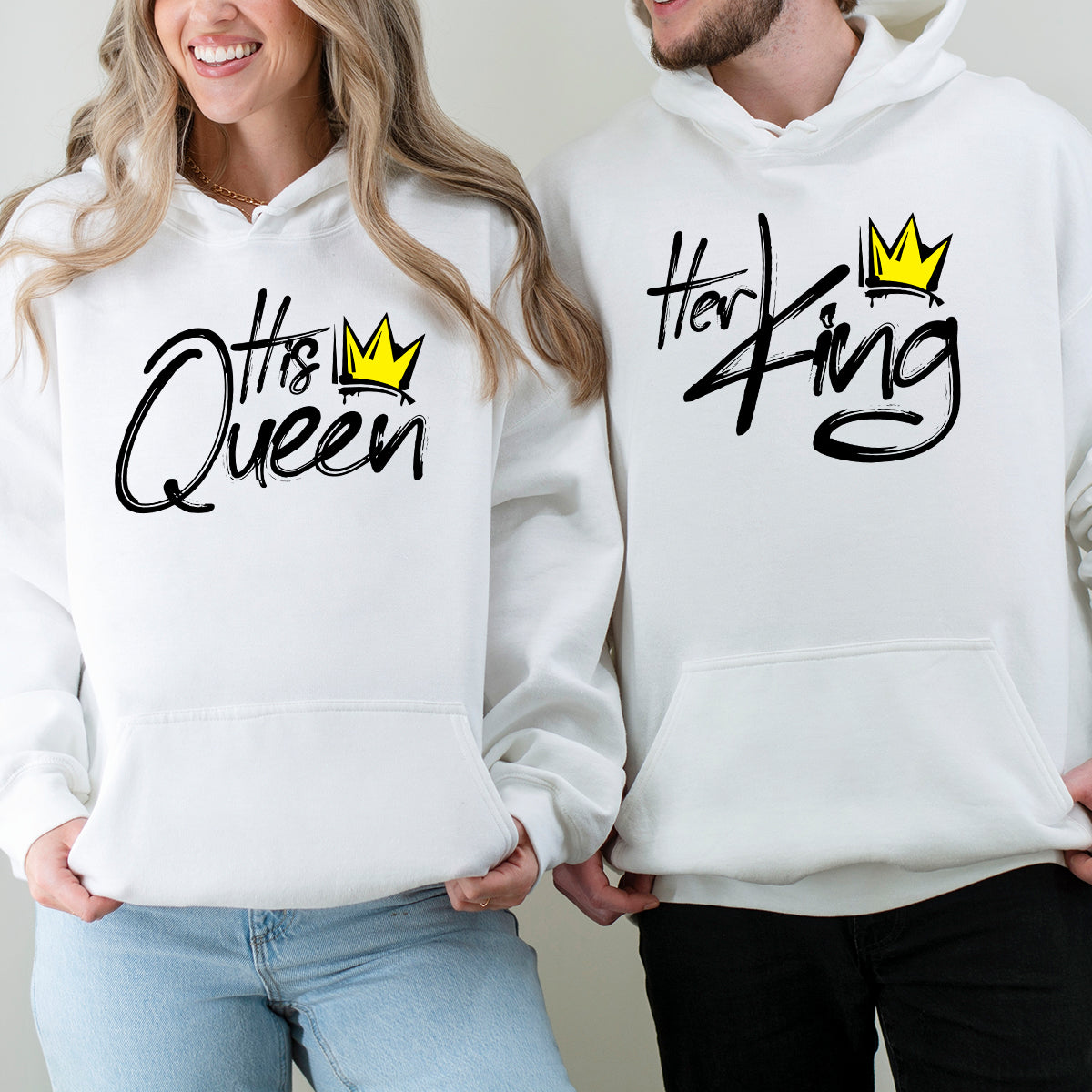 Her King and His Queen Matching Hoodies For Couples