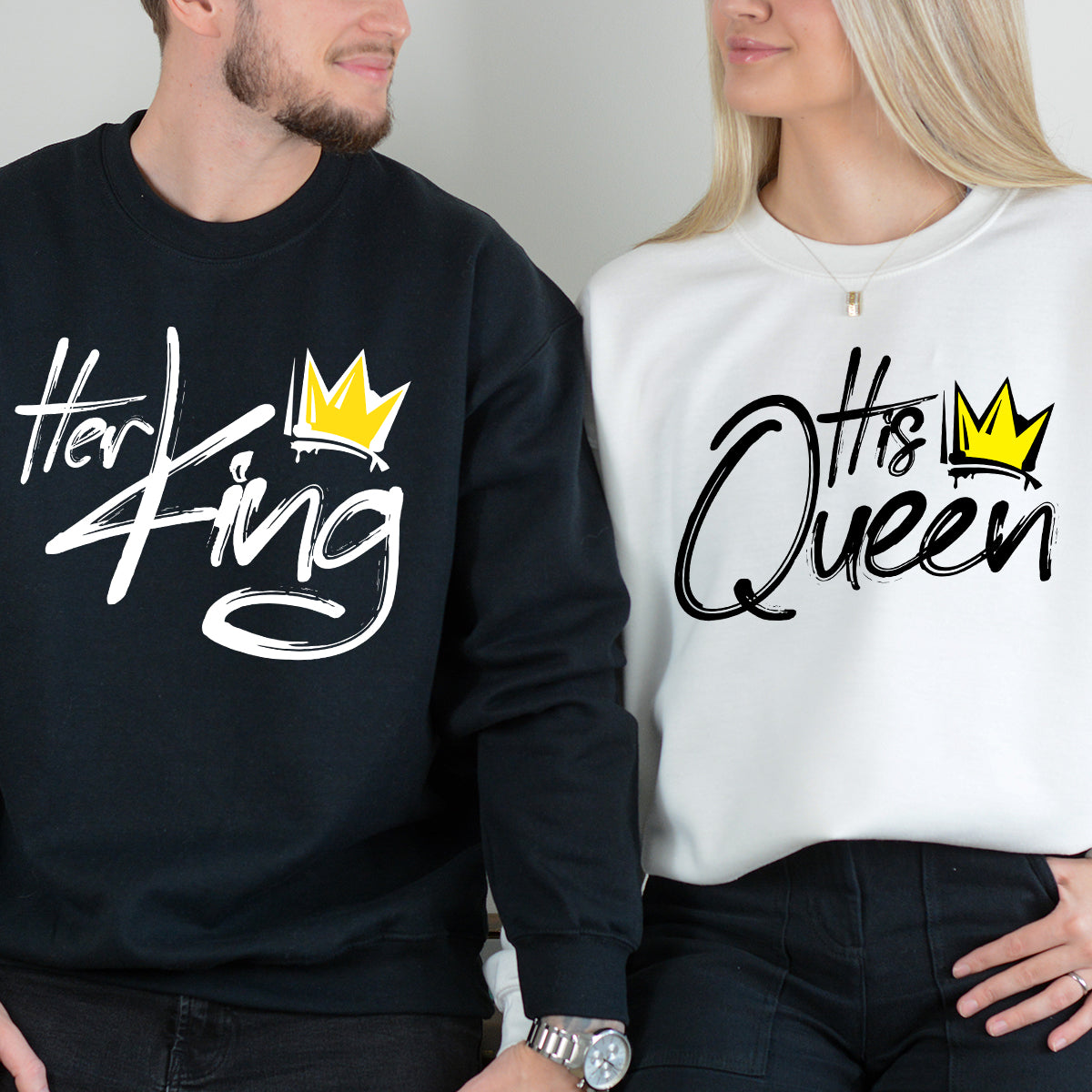 Her King and His Queen Matching Hoodies For Couples