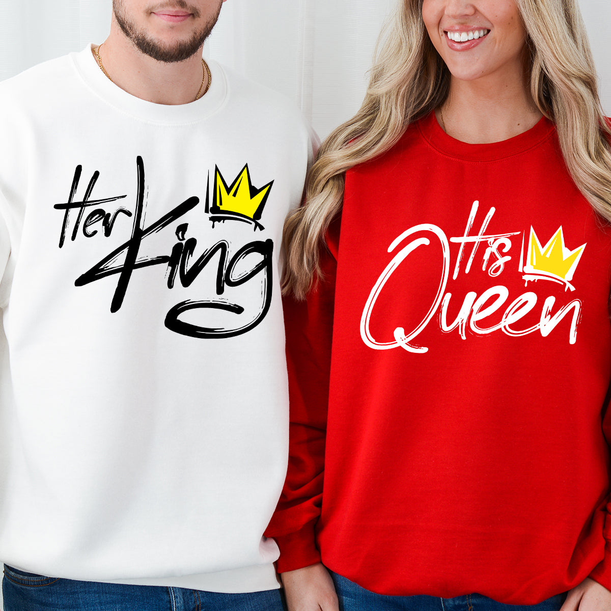 Her King and His Queen Matching Hoodies For Couples