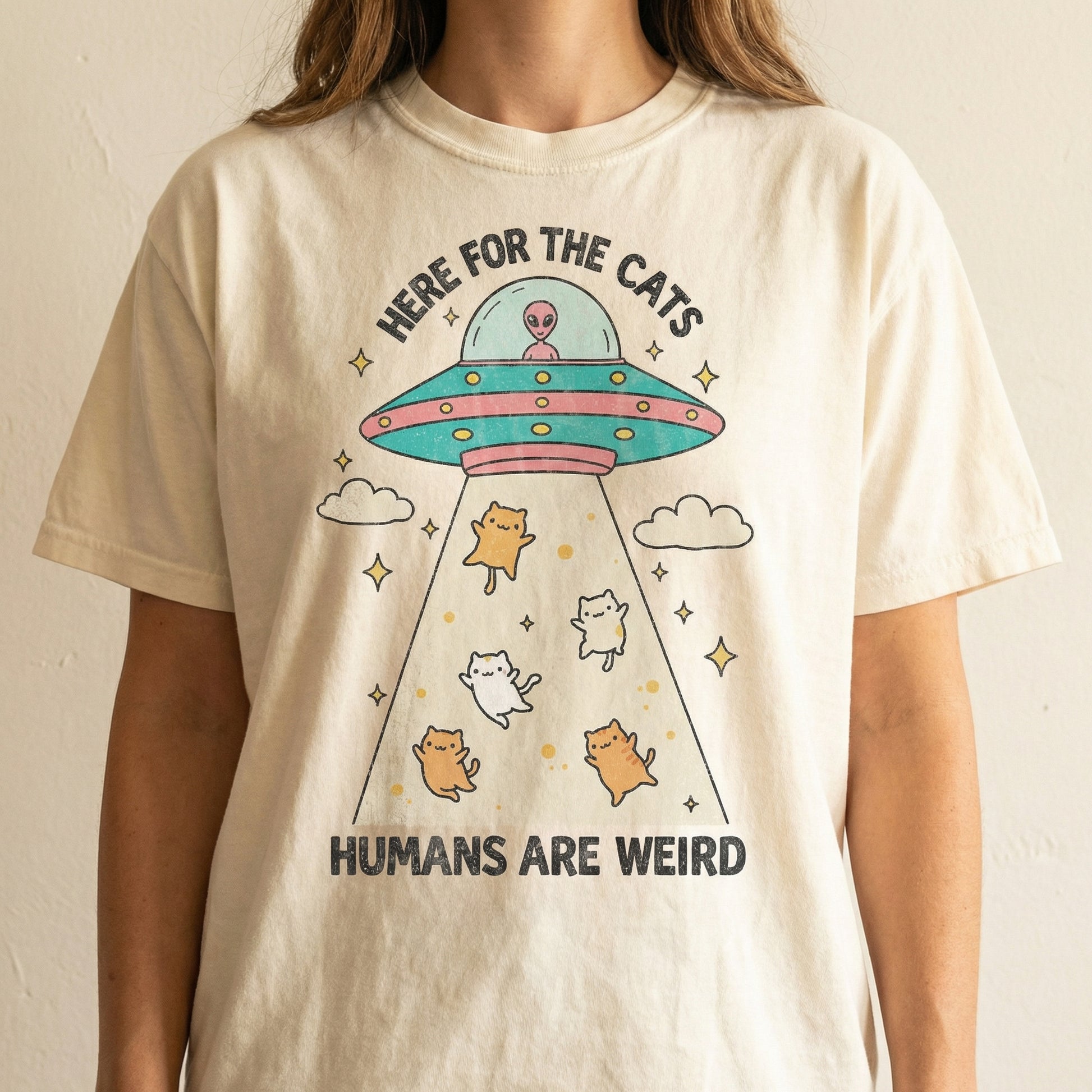 Here for the Cats Funny Cat T-Shirt – Vintage Cartoon Graphic Tee