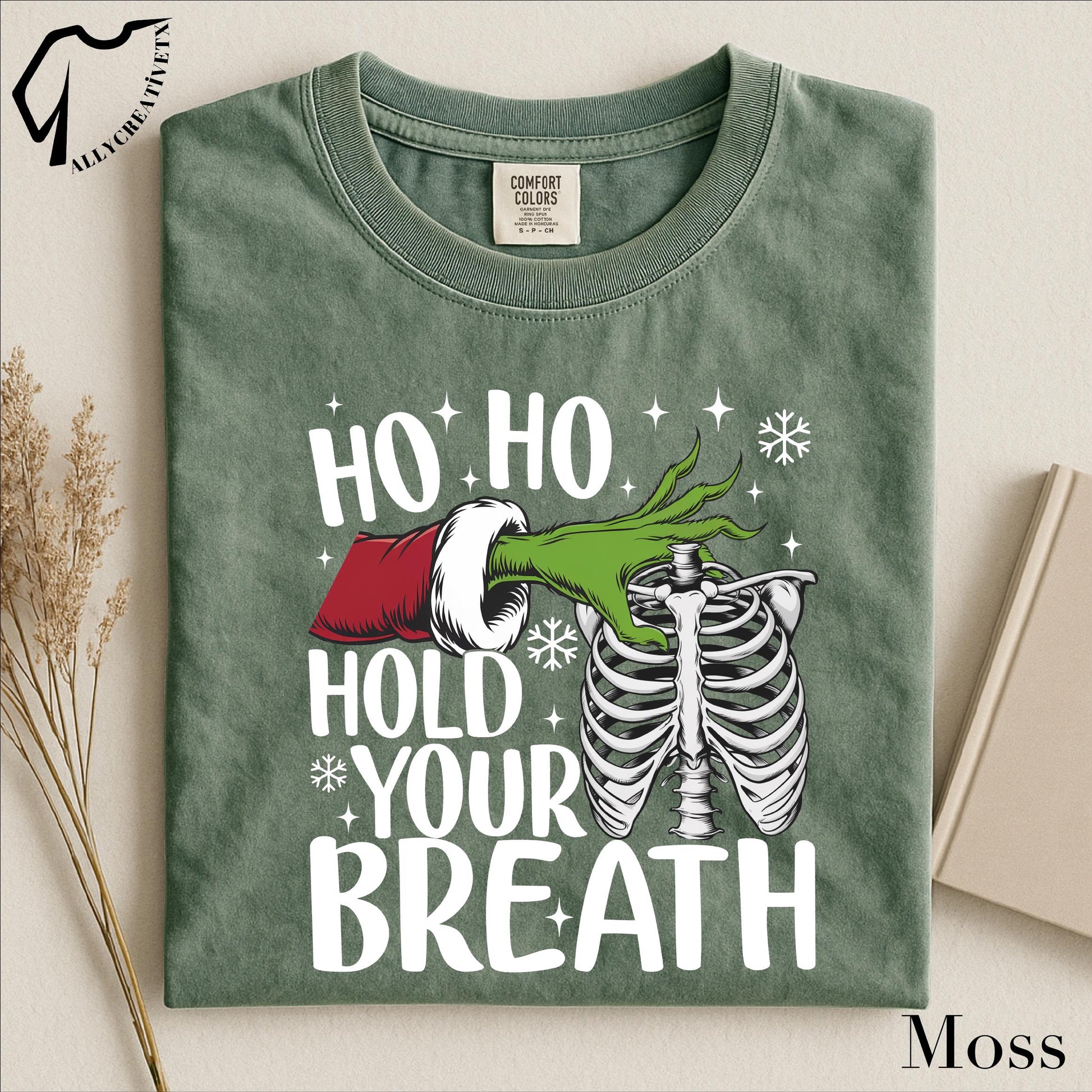 Ho Ho Hold Your Breath Grinch Skeleton Christmas T-Shirt – Funny Holiday Pink Grinch Tee