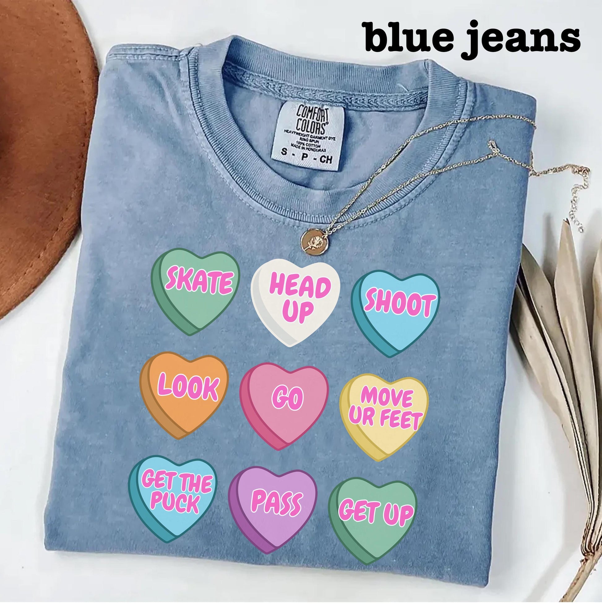 Hockey Mom Valentine’s Day T-Shirt – Conversation Heart Hockey Graphic Tee