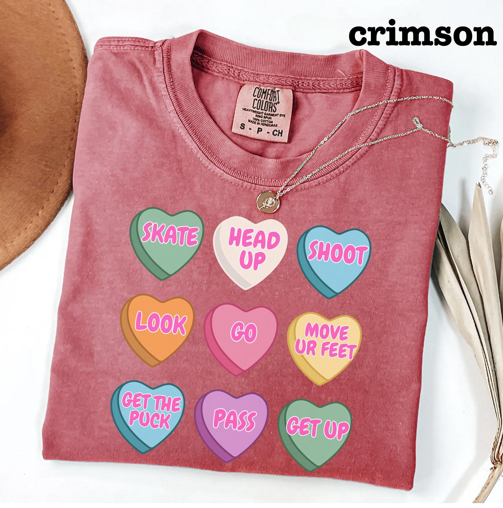 Hockey Mom Valentine’s Day T-Shirt – Conversation Heart Hockey Graphic Tee