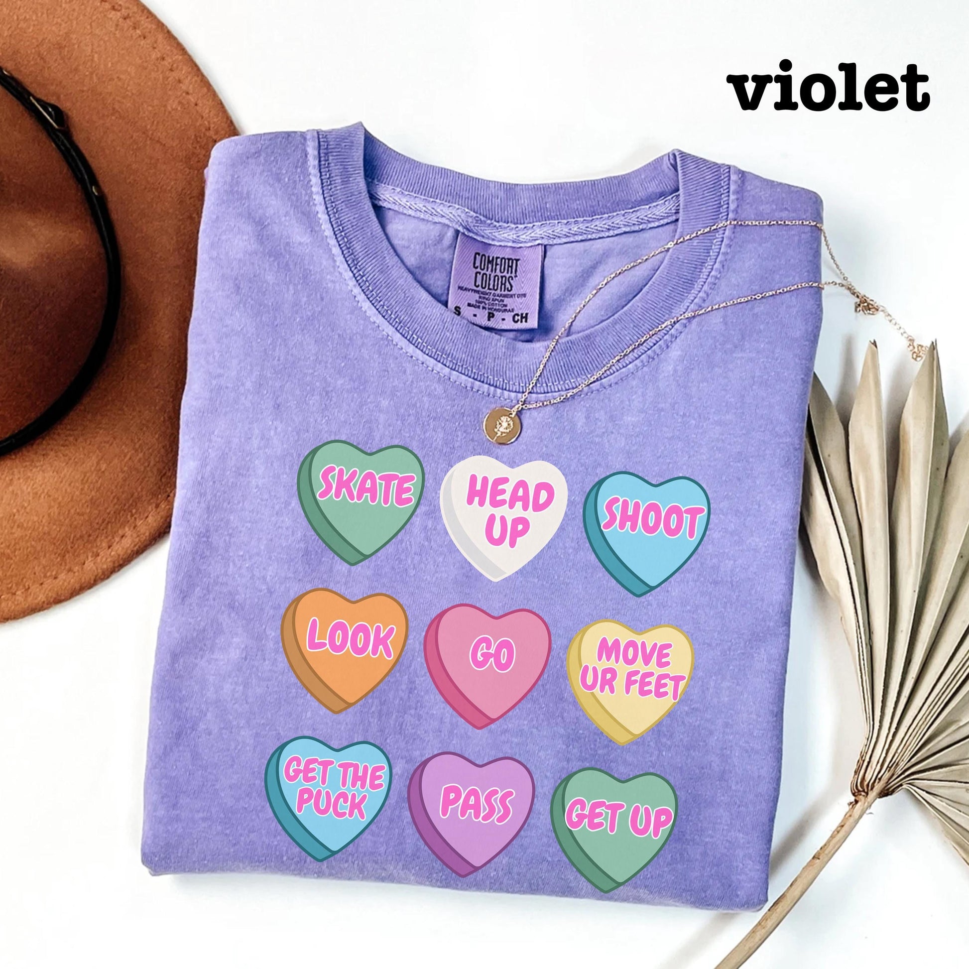 Hockey Mom Valentine’s Day T-Shirt – Conversation Heart Hockey Graphic Tee