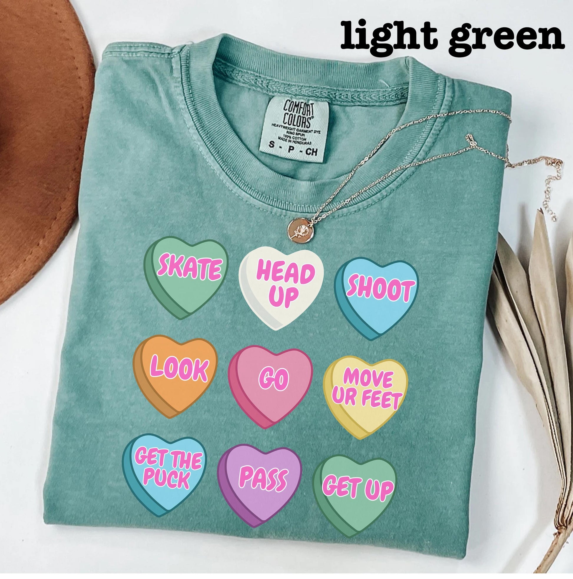 Hockey Mom Valentine’s Day T-Shirt – Conversation Heart Hockey Graphic Tee