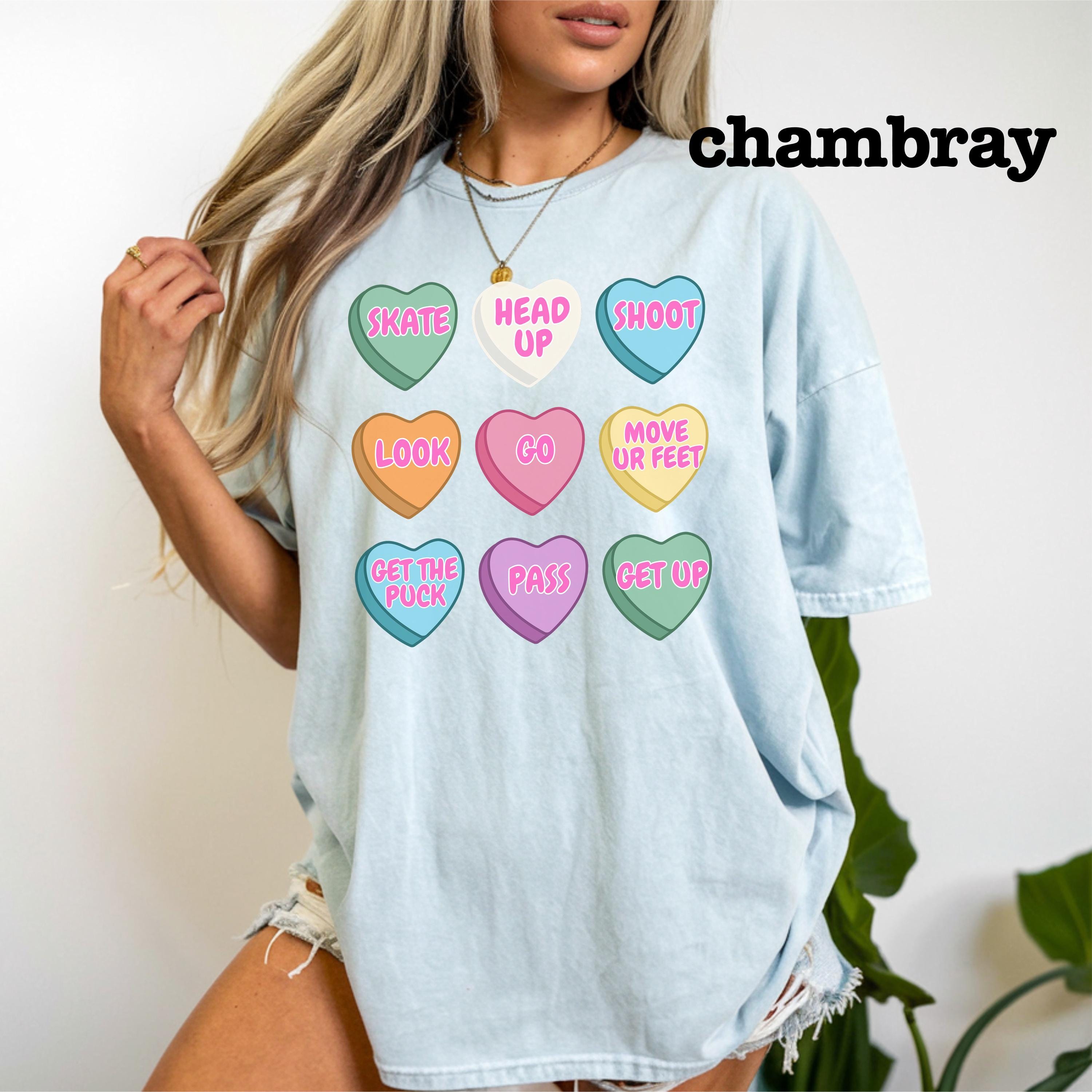 Hockey Mom Valentine’s Day T-Shirt – Conversation Heart Hockey Graphic Tee