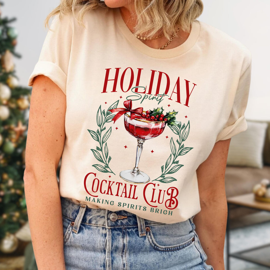 Holiday Spirit Cocktail Club Shirt – Christmas Cocktail Lover T-Shirt
