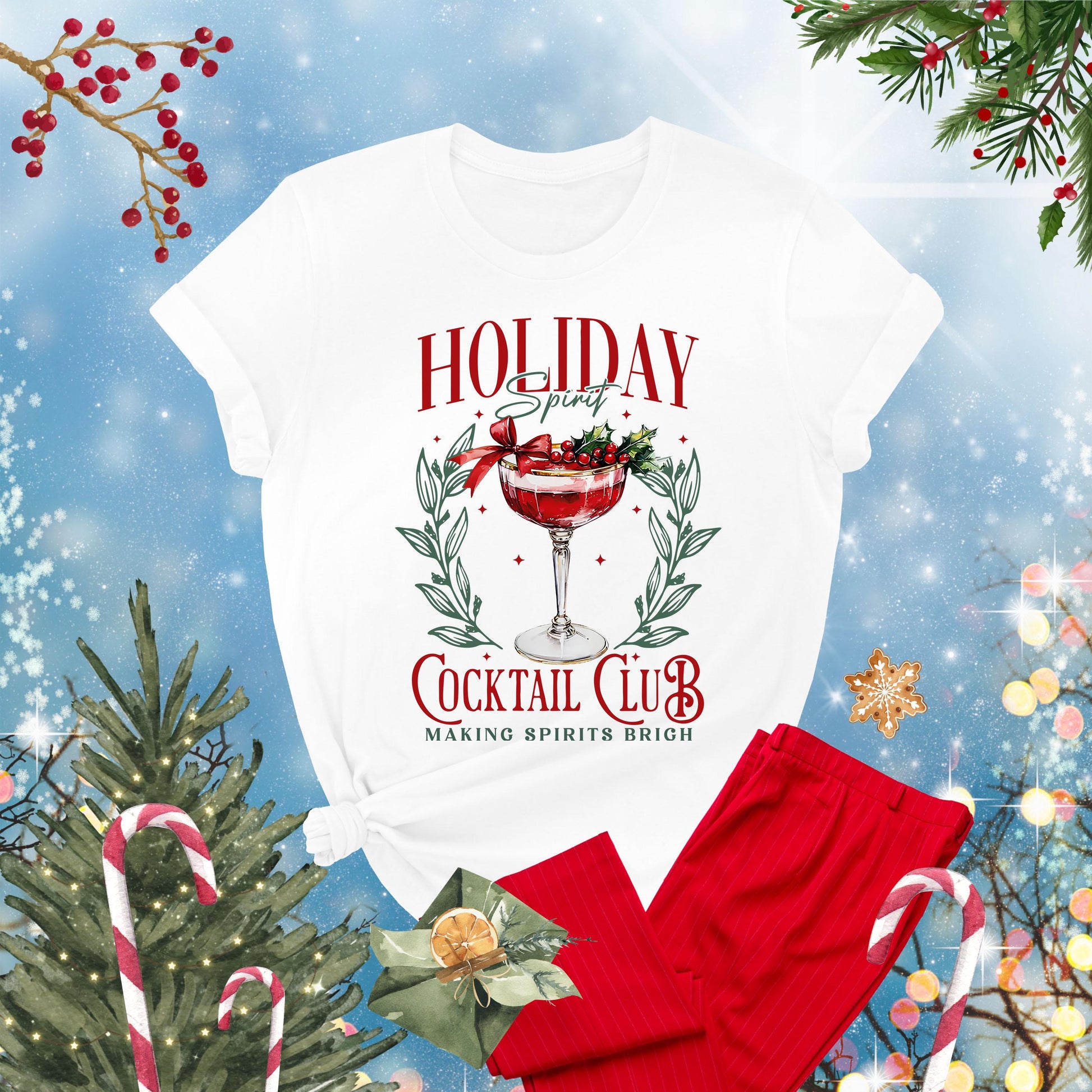 Holiday Spirit Cocktail Club Shirt – Christmas Cocktail Lover T-Shirt