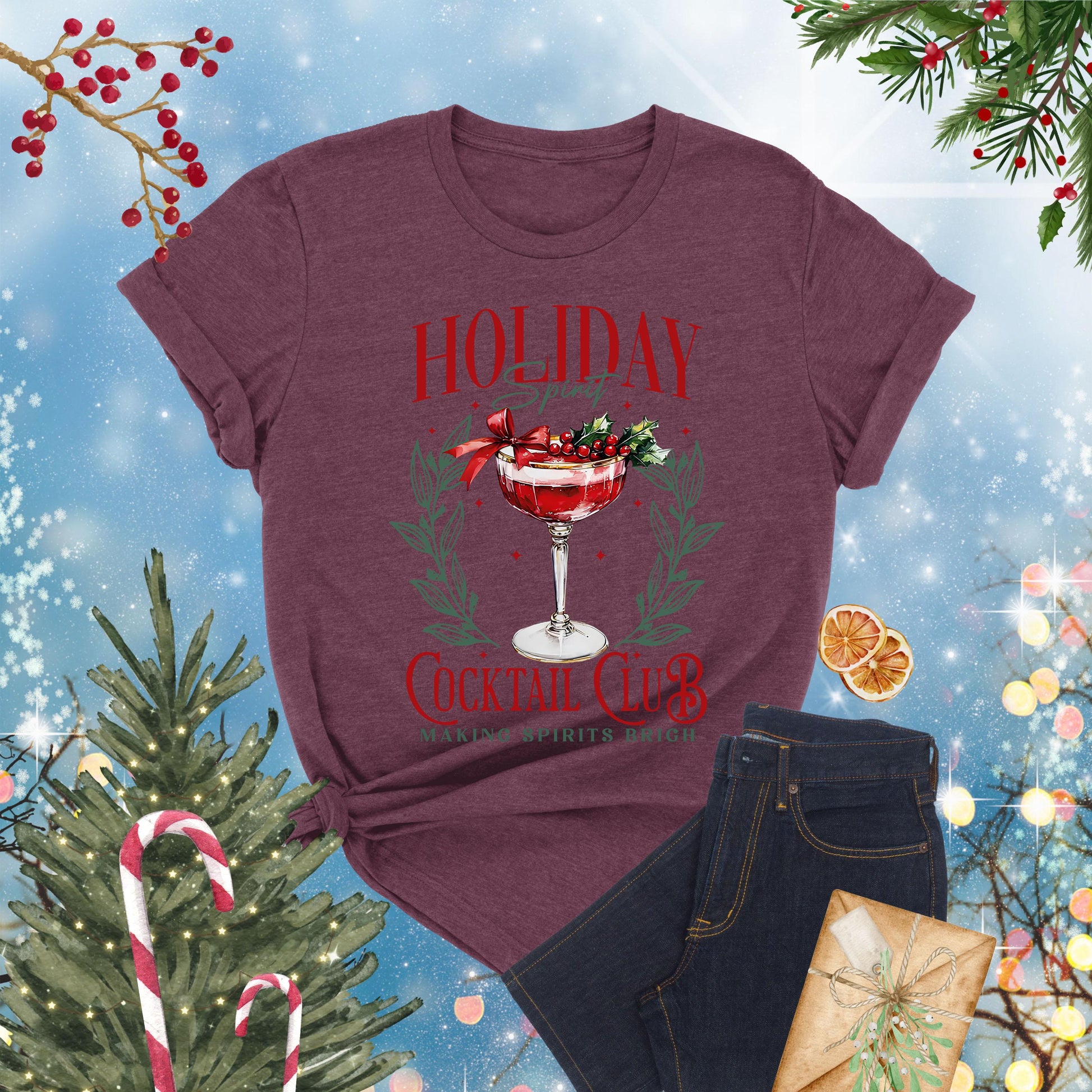 Holiday Spirit Cocktail Club Shirt – Christmas Cocktail Lover T-Shirt