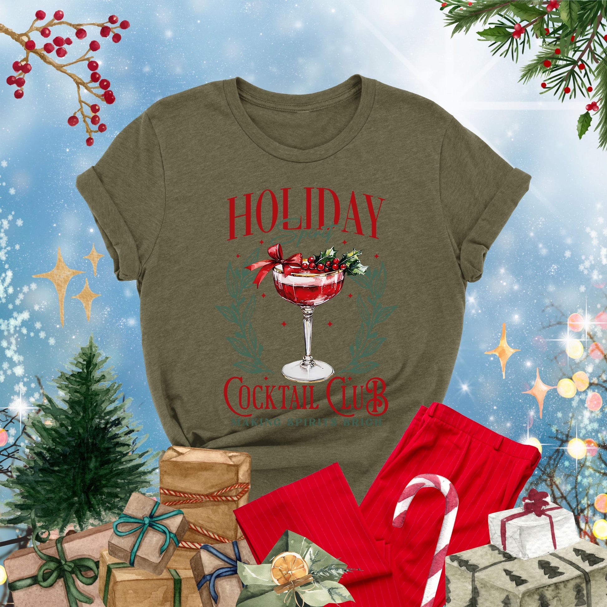 Holiday Spirit Cocktail Club Shirt – Christmas Cocktail Lover T-Shirt