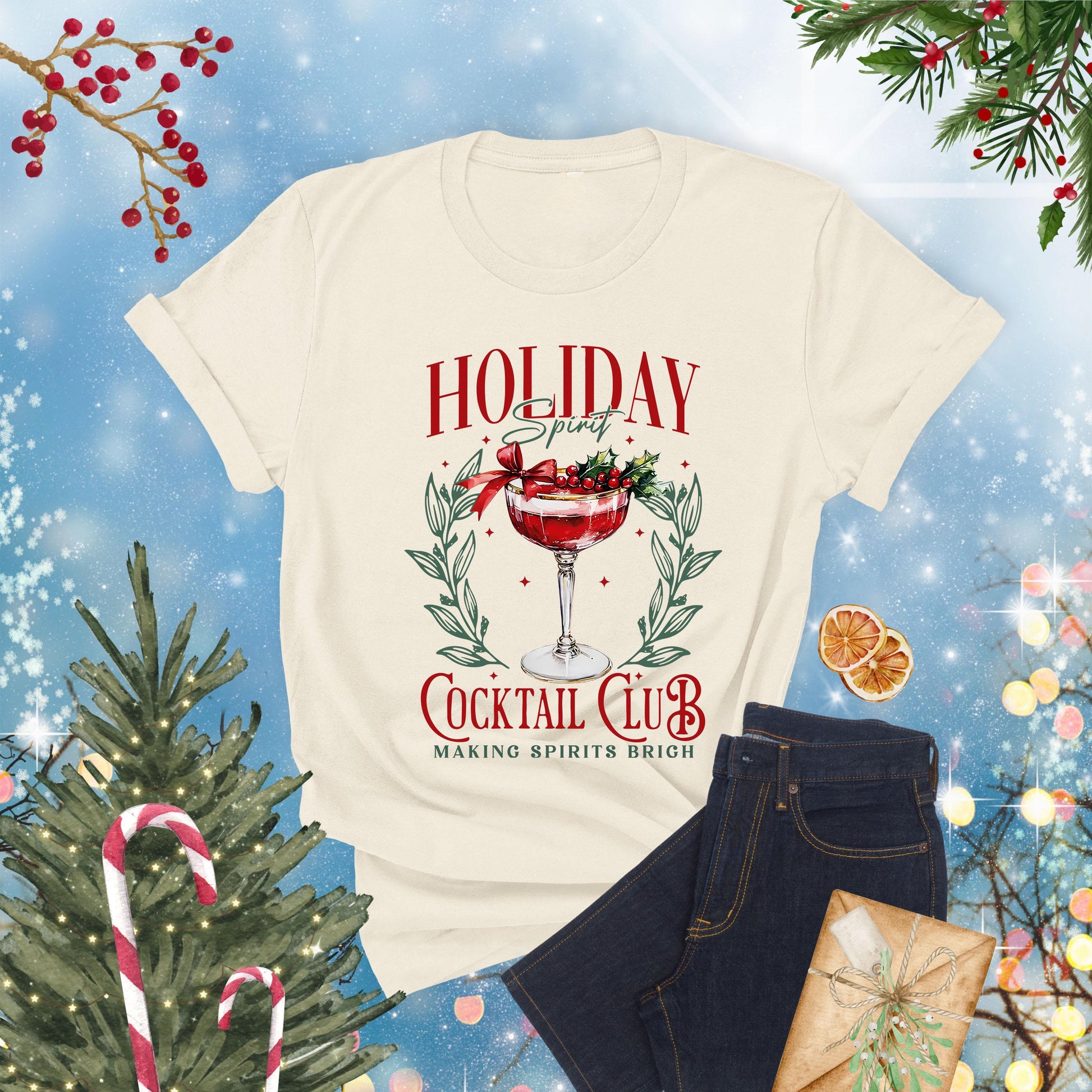 Holiday Spirit Cocktail Club Shirt – Christmas Cocktail Lover T-Shirt