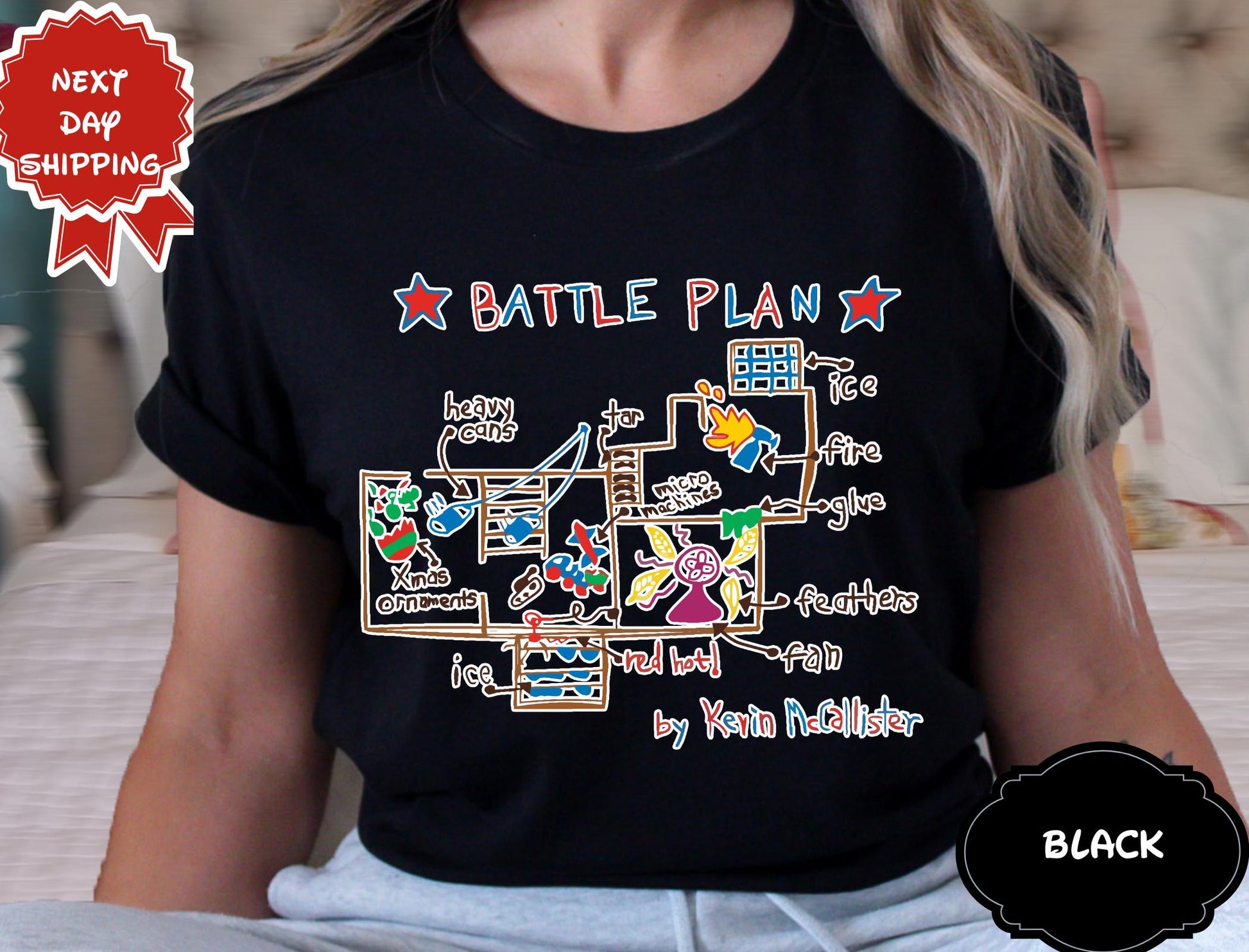 Home Alone Inspired Battle Plan Kids T-Shirt – Christmas Graphic Tee