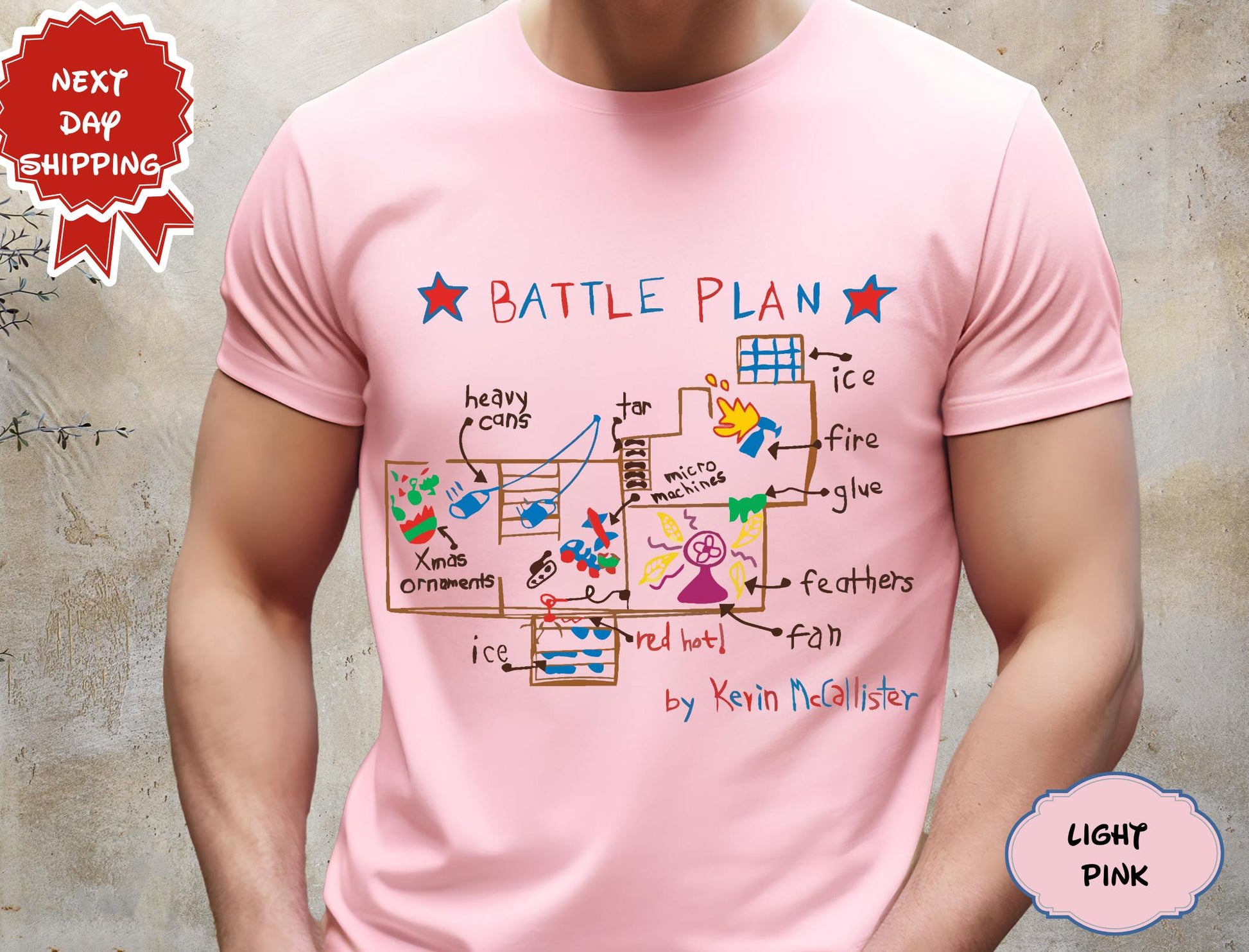 Home Alone Inspired Battle Plan Kids T-Shirt – Christmas Graphic Tee