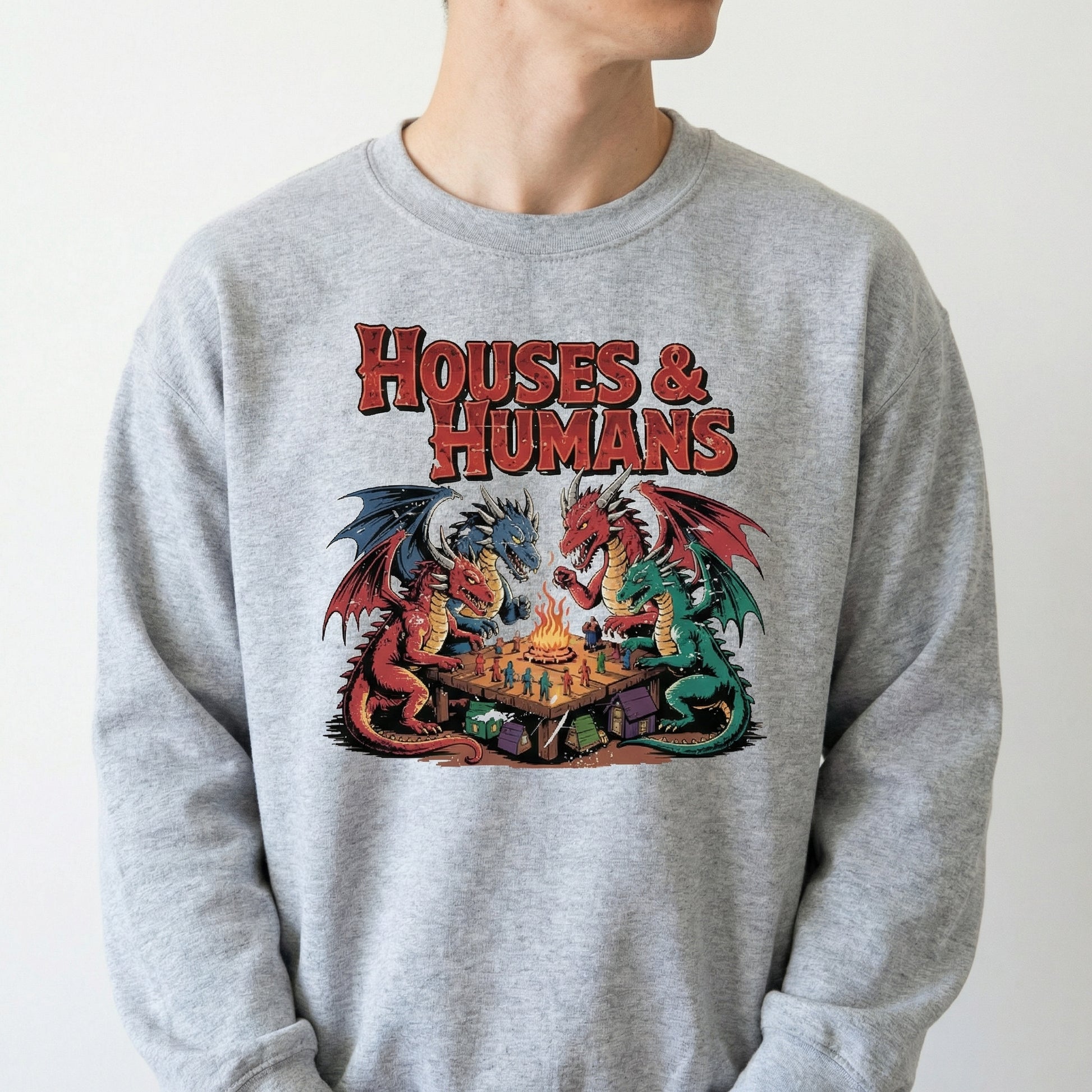 Houses and Humans Fantasy Role-Playing Graphic T-Shirt – Funny Tabletop Game Joke Tee