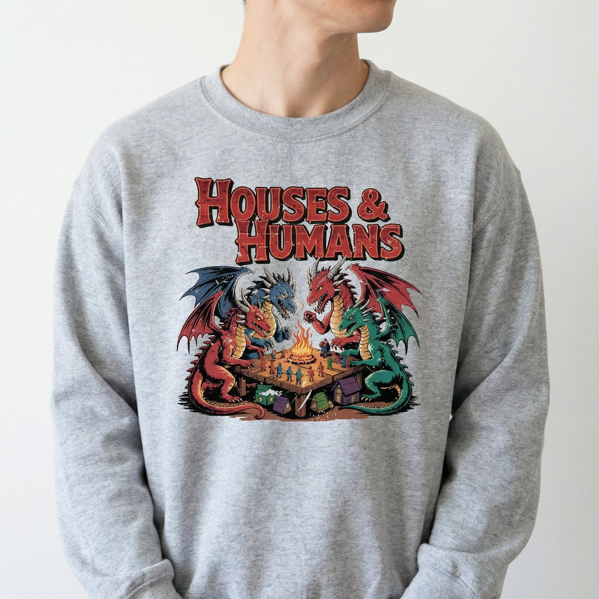 Houses and Humans Fantasy Role-Playing Graphic T-Shirt – Funny Tabletop Game Joke Tee
