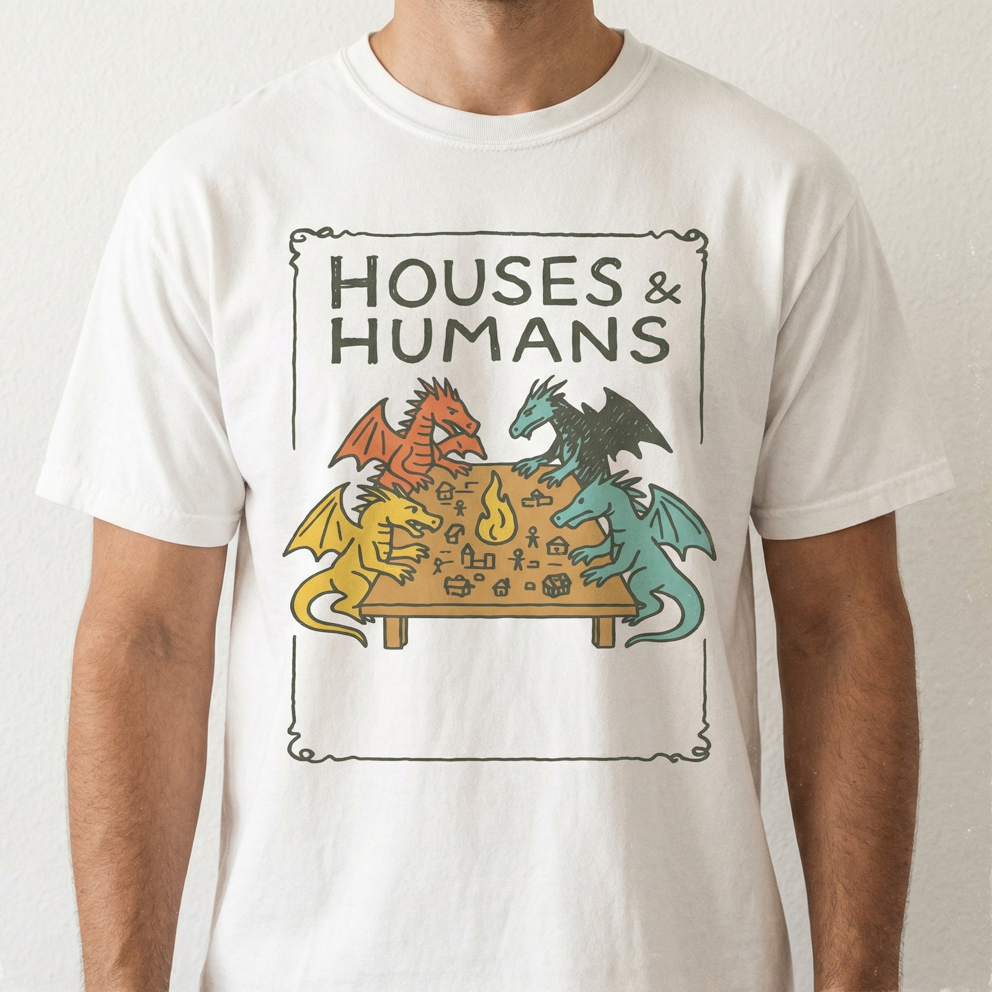 Houses and Humans Funny RPG Graphic T-Shirt – Retro 90s Tabletop Gamer Tee