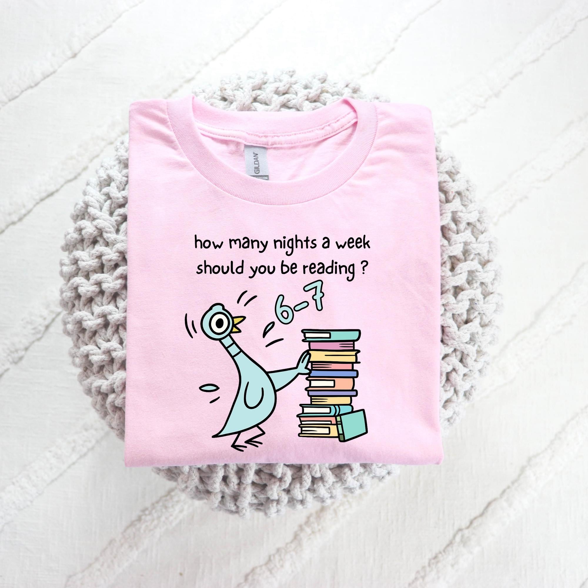 How Many Nights a Week Should You Be Reading Shirt – Funny Teacher Tee, Cute Children’s Book Style Graphic