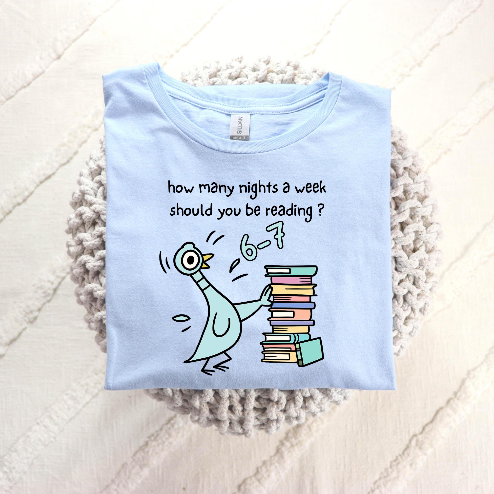 How Many Nights a Week Should You Be Reading Shirt – Funny Teacher Tee, Cute Children’s Book Style Graphic