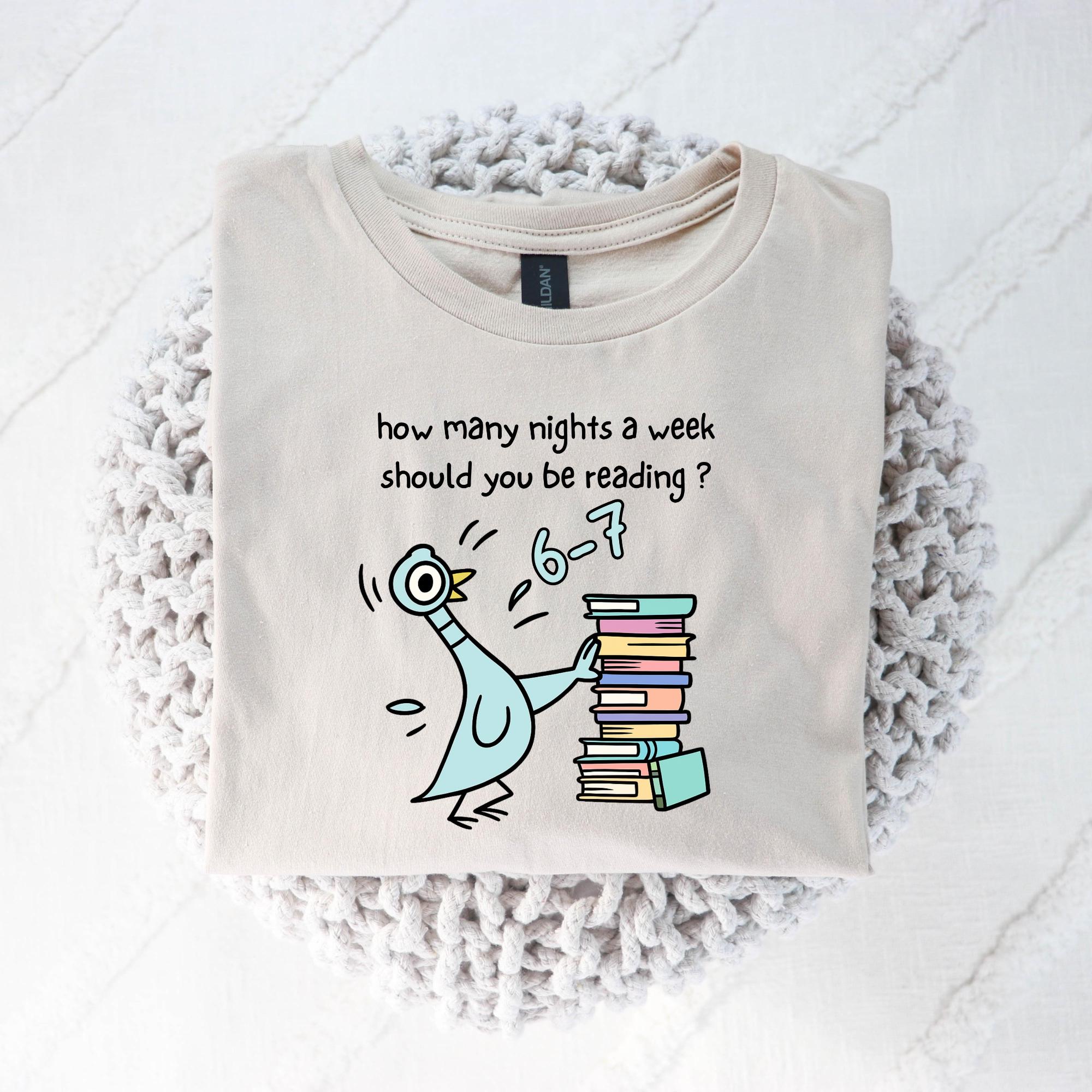 How Many Nights a Week Should You Be Reading Shirt – Funny Teacher Tee, Cute Children’s Book Style Graphic