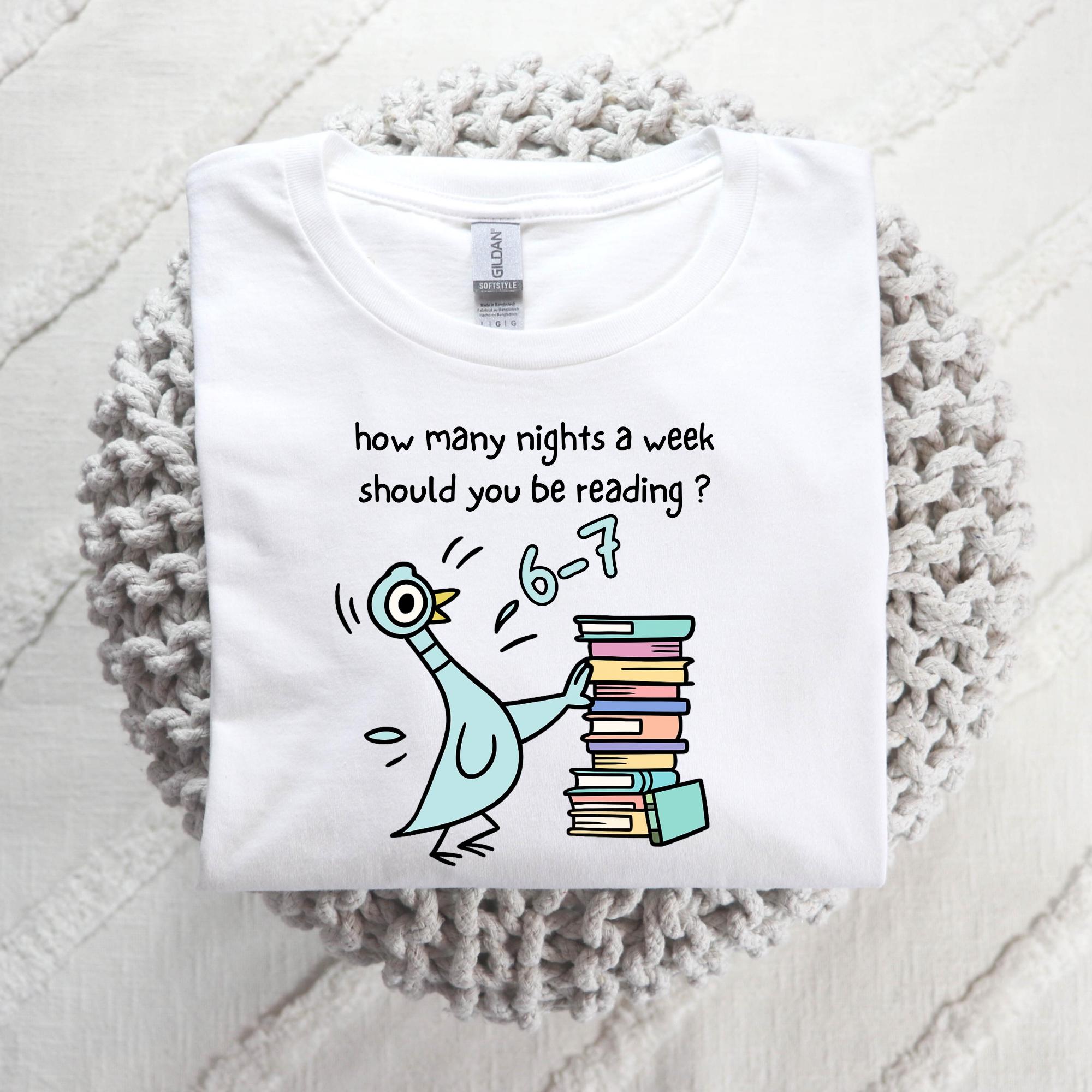 How Many Nights a Week Should You Be Reading Shirt – Funny Teacher Tee, Cute Children’s Book Style Graphic