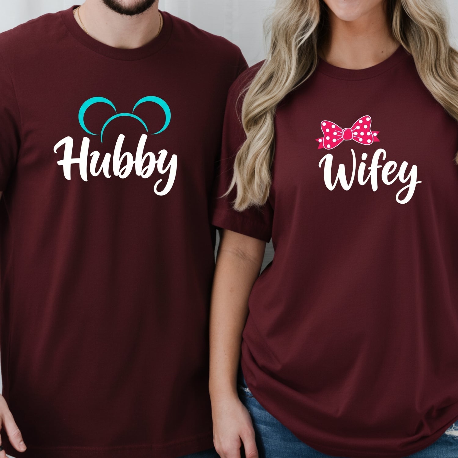 Hubby - Wifey Bowtie Matching T-Shirts For Couples