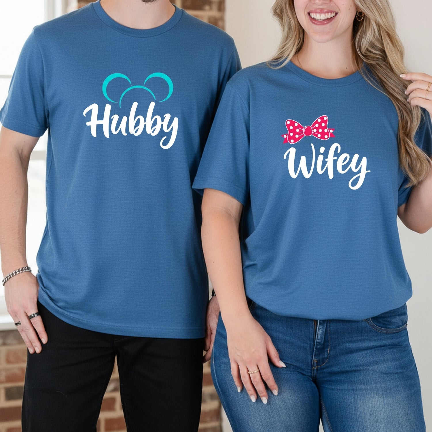 Hubby - Wifey Bowtie Matching T-Shirts For Couples