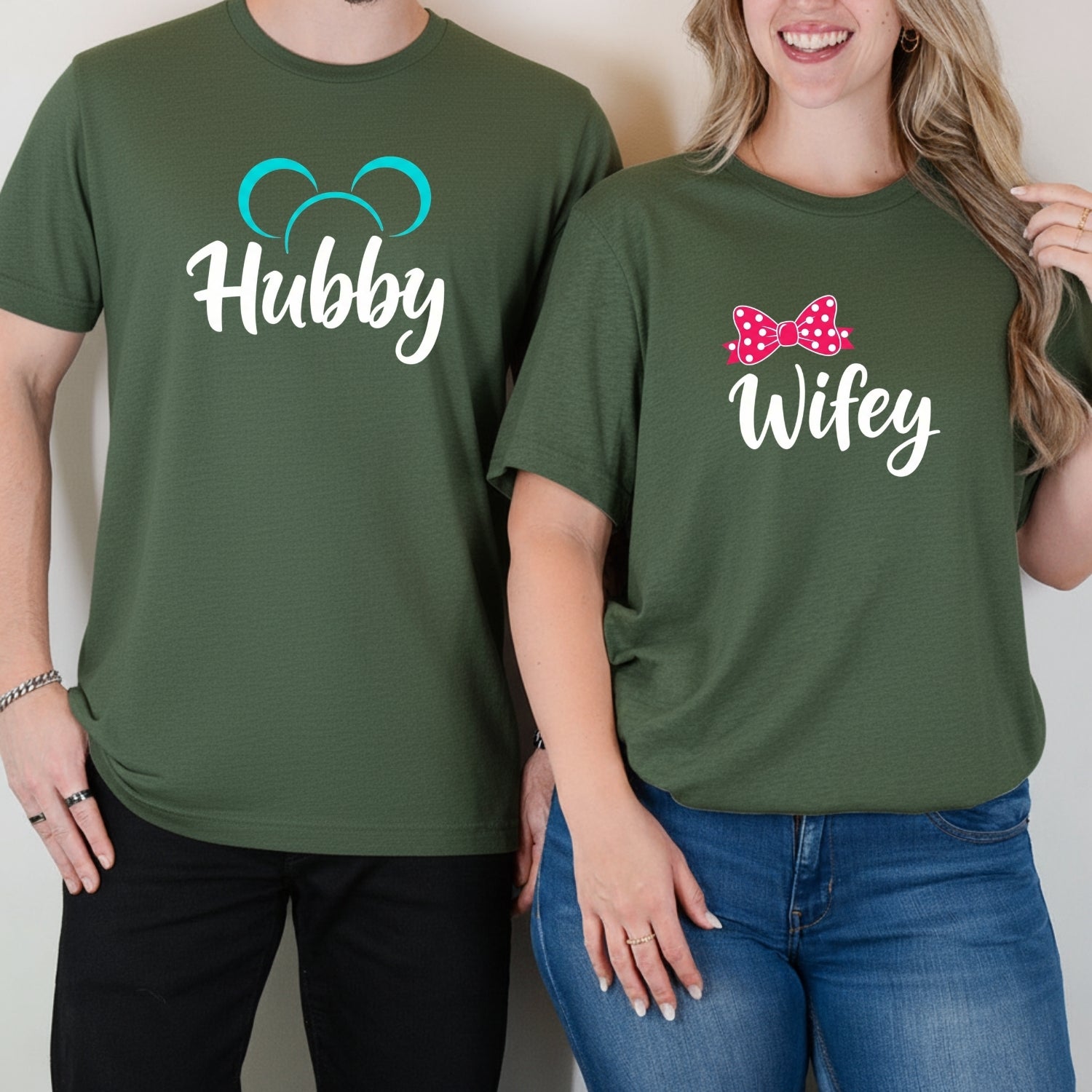 Hubby - Wifey Bowtie Matching T-Shirts For Couples