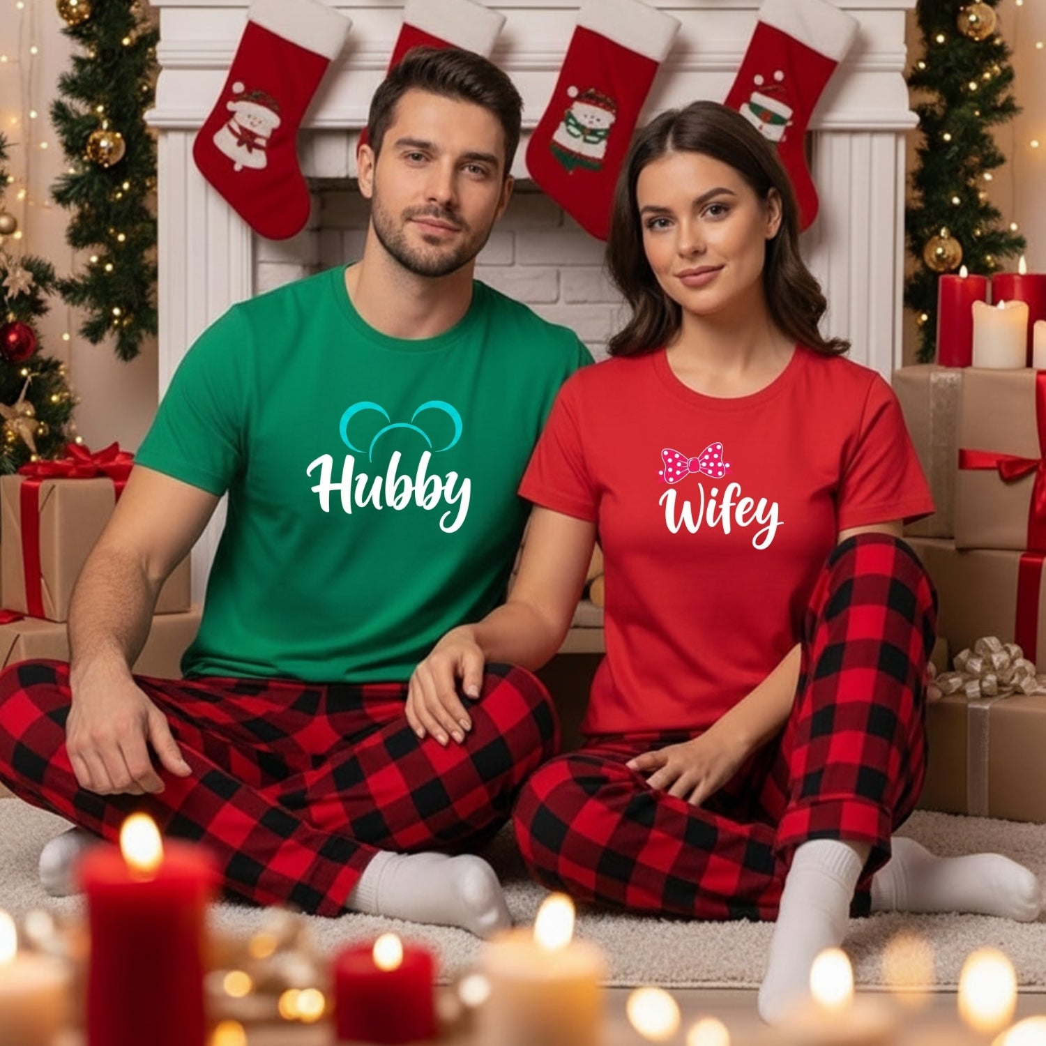 Hubby - Wifey Bowtie Matching T-Shirts For Couples