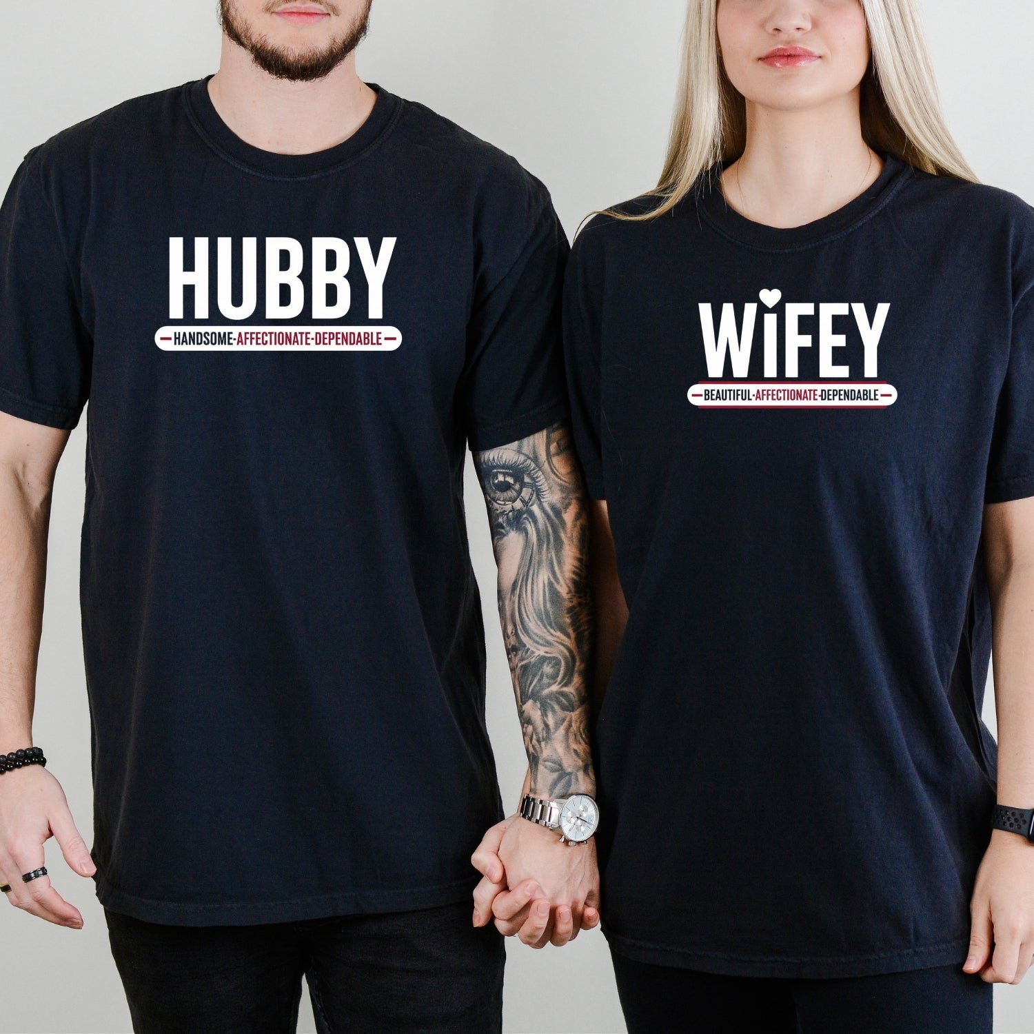 Hubby and Wifey Handsome Beautiful Matching T-Shirts For Couples