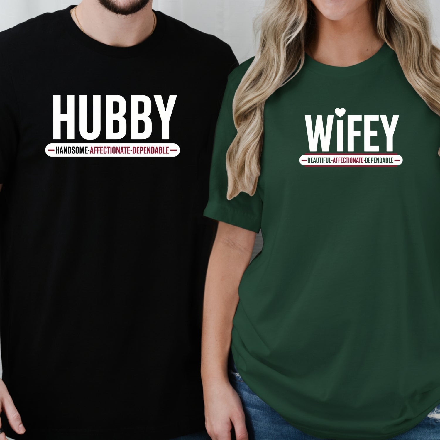 Hubby and Wifey Handsome Beautiful Matching T-Shirts For Couples