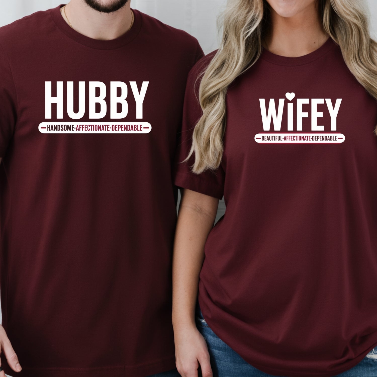 Hubby and Wifey Handsome Beautiful Matching T-Shirts For Couples