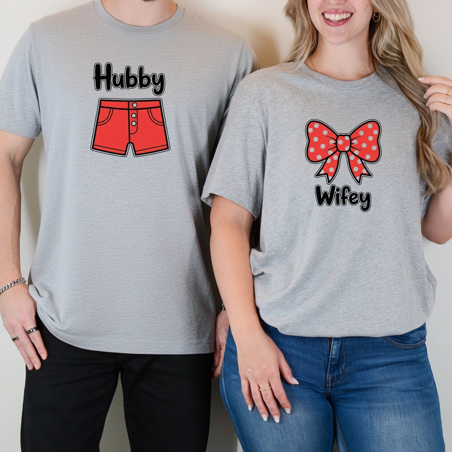 Hubby and Wifey Funny Matching T-Shirts For Couples
