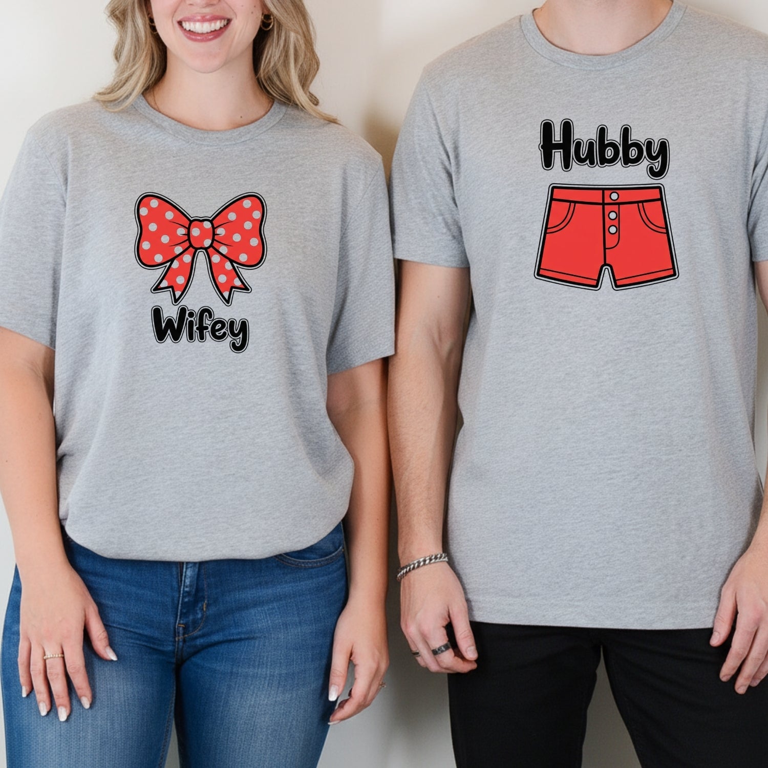 Hubby and Wifey Funny Matching T-Shirts For Couples