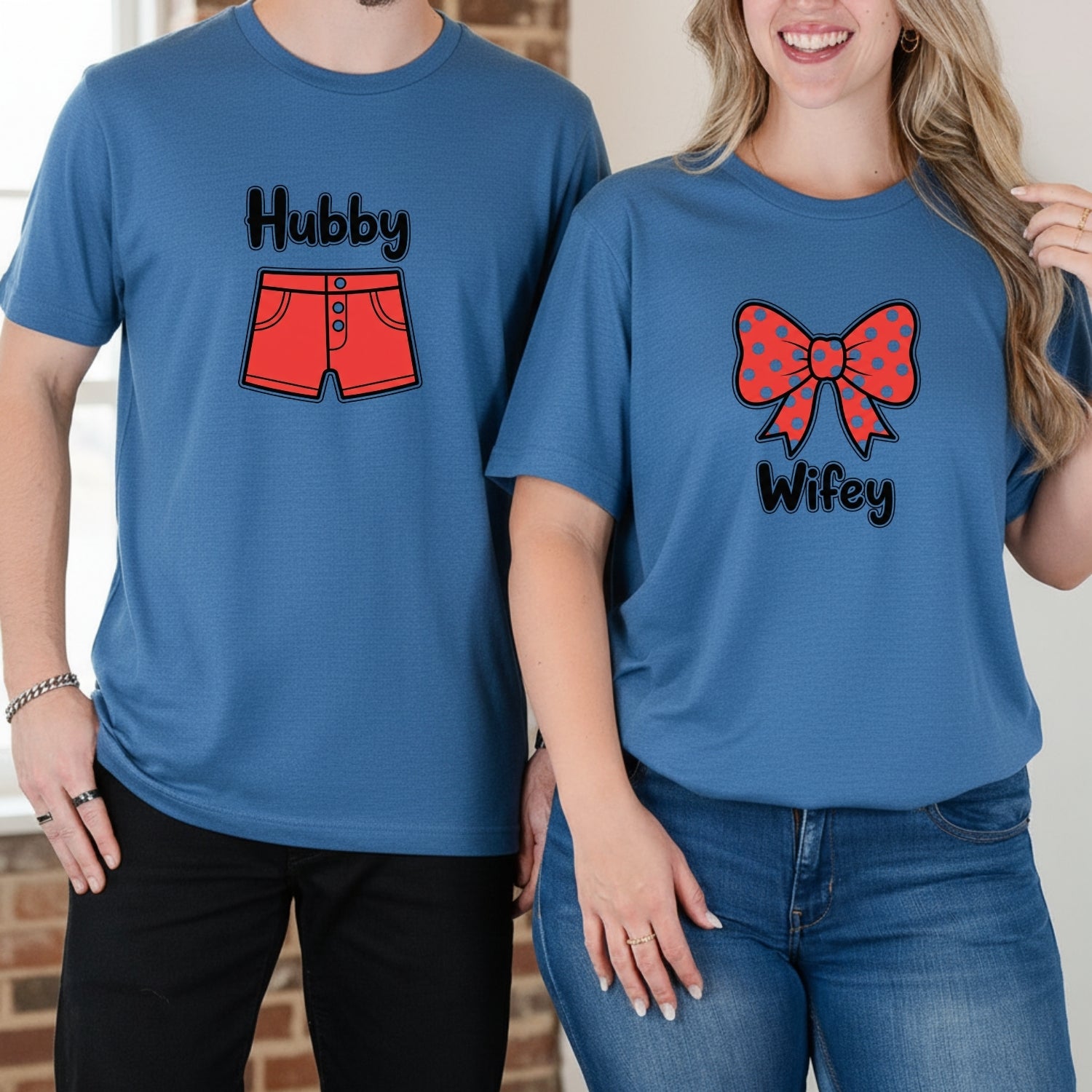 Hubby and Wifey Funny Matching T-Shirts For Couples
