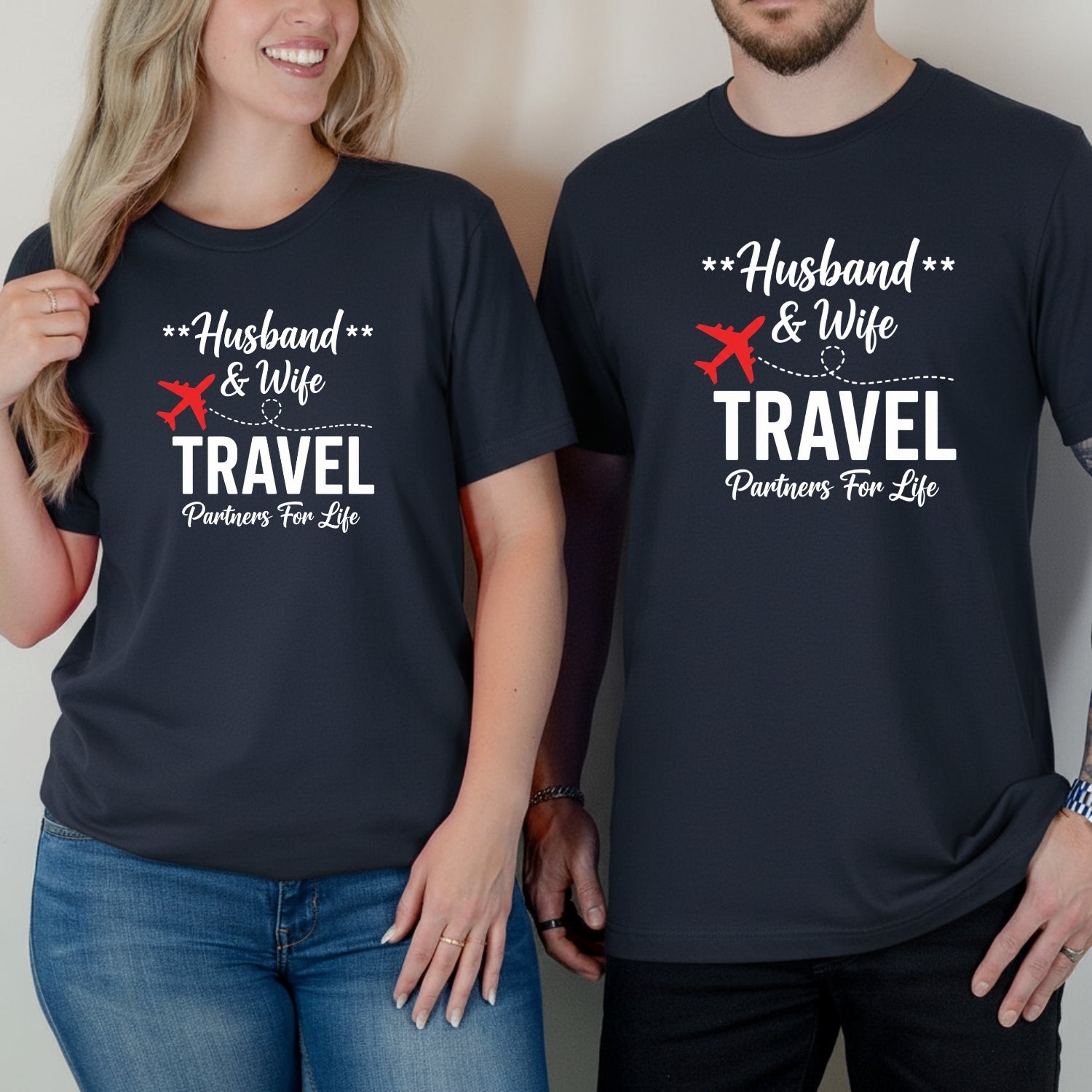 Husband and Wife Travel Parters For Life Matching T-Shirts For Couples