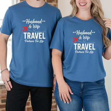 Husband and Wife Travel Parters For Life Matching T-Shirts For Couples